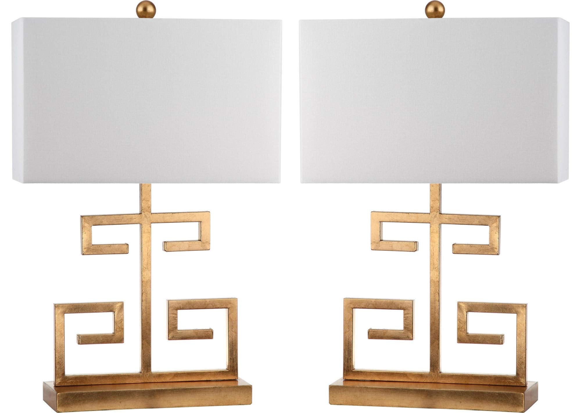 Safavieh Lighting Collection Greek Key Gold And White Table Lamp, Set Of 2