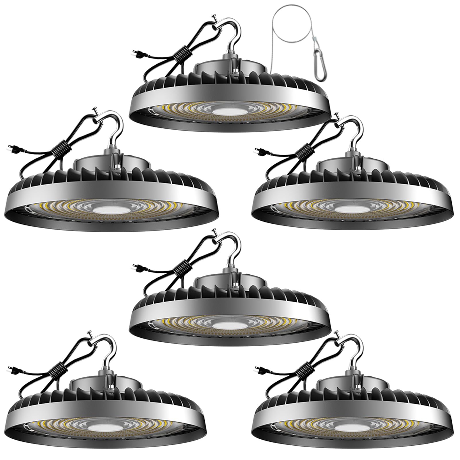 Lightdot 250W LED High Bay Light 5000K 37500LM High Bay LED Shop Lights AC100-277V UFO Commercial Lighting -6Pack (Coverage 66~8