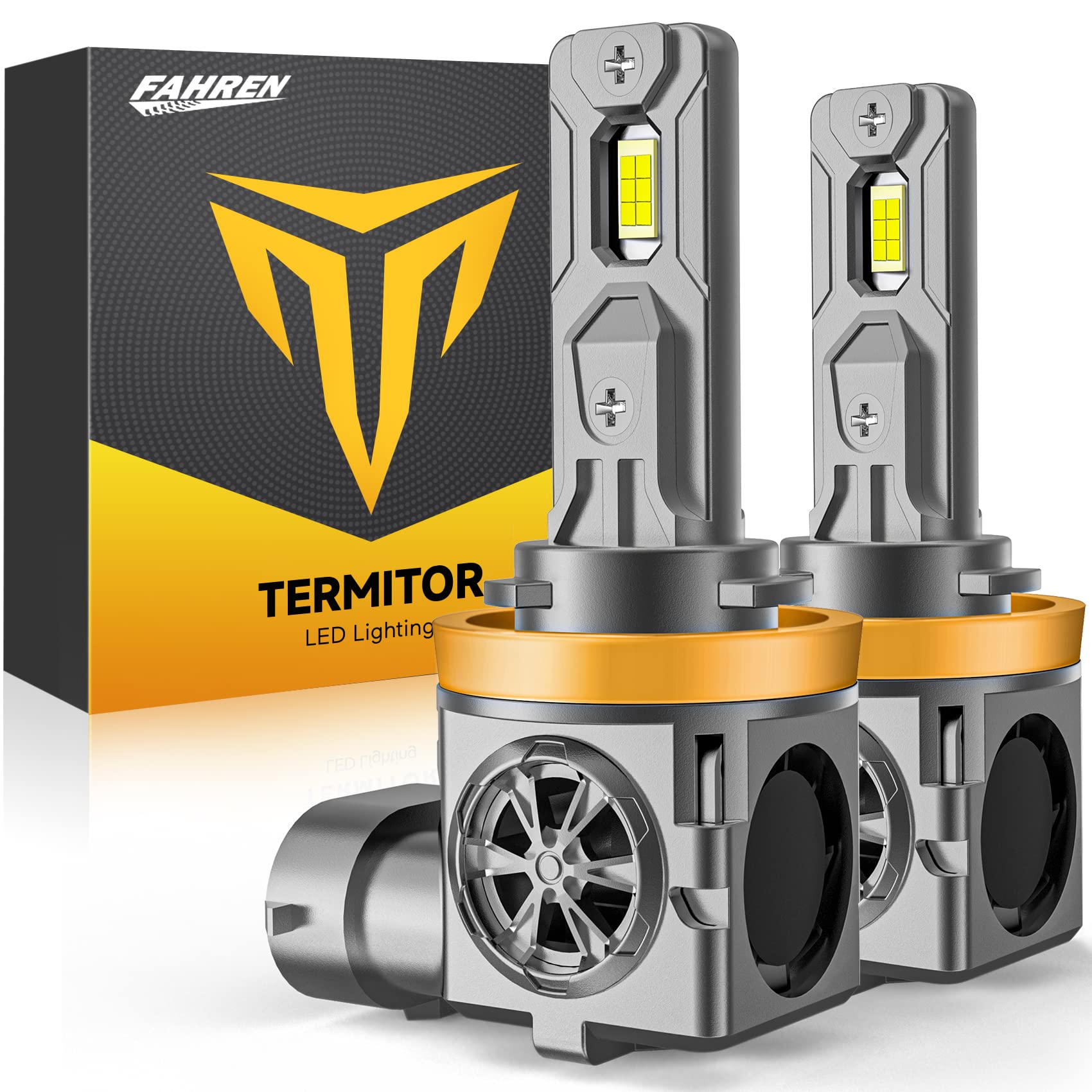 Termitor H11 Light Bulbs, 50,000LM, 70000+ Hours Lifespan, 6500K White, CANbus Ready, Mini Size, Pack of 2