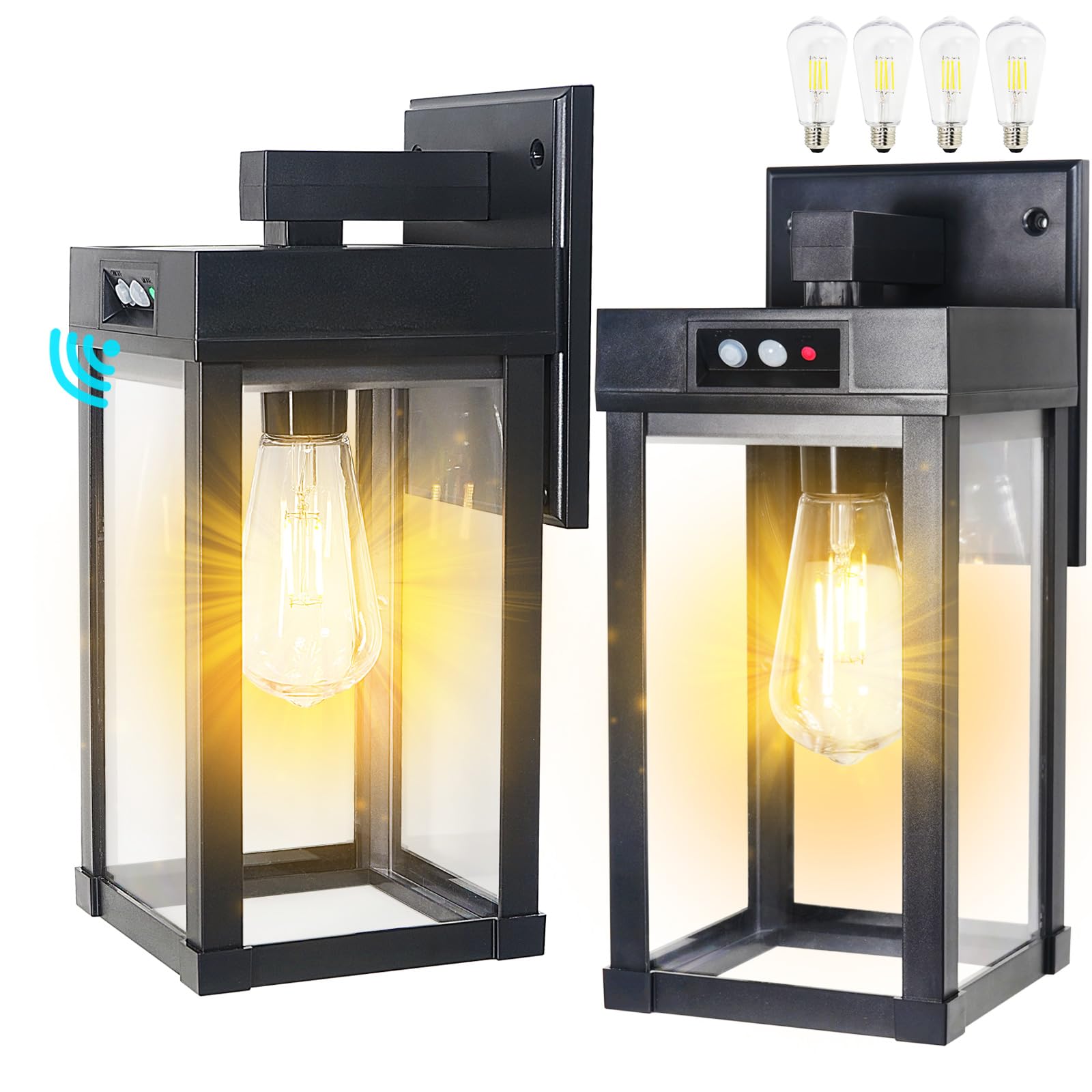Kuniwa Solar Wall Lights Outdoor, Solar Sconce Lantern with 3 Lighting Modes & Motion Sensor, Porch Light Fixture Outside Waterp