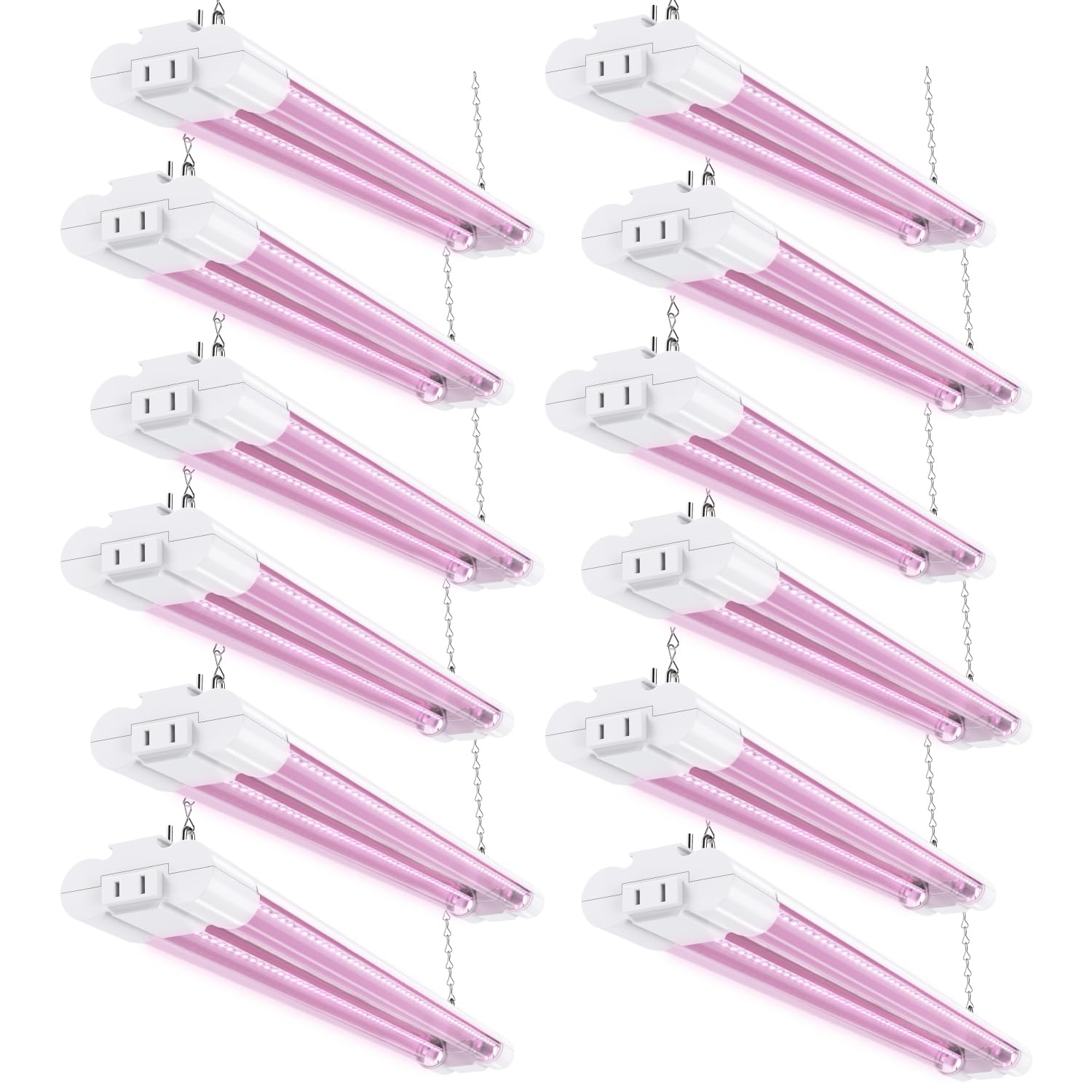 Sunco 12 Pack 2ft Grow Light LED, 20W, Full Spectrum, for Seed Starting, Seedling, Indoor Plants, Plug in Suspended Fixture, Lin