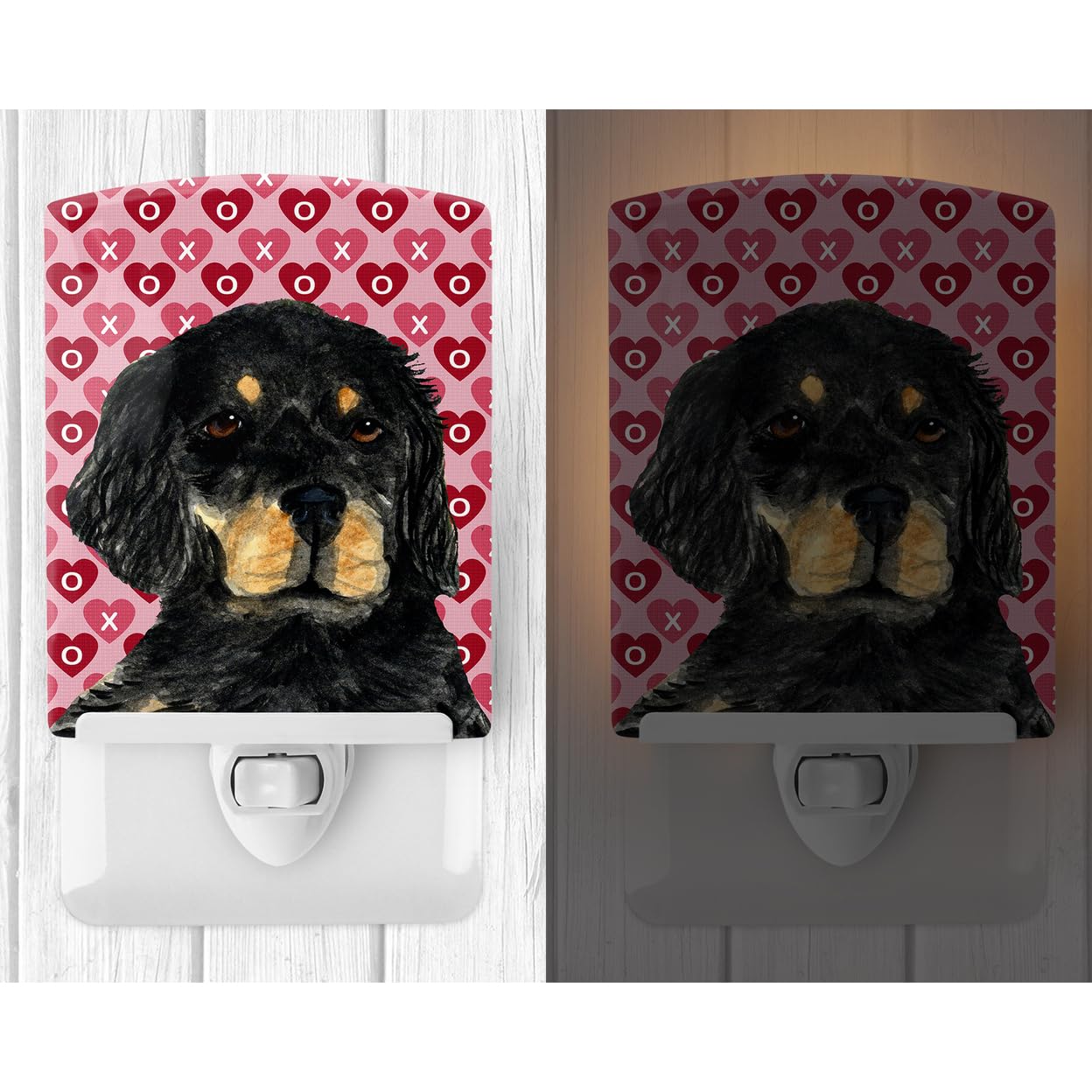 Carolines Treasures Ceramic Night Light Gordon Setter Hearts 6x4x3 Multicolor Model SS4515CNL