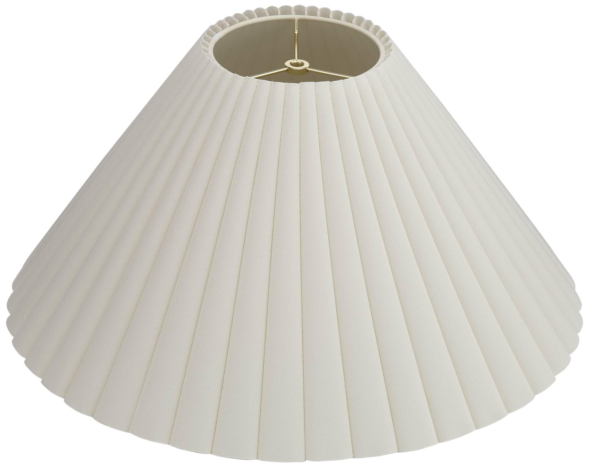 Set Of 2 Box Pleat Empire Lamp Shades Antique White Large 6.75'' Top X 20.75'' Bottom X 10.75'' High X 12.5'' Slant Spider With