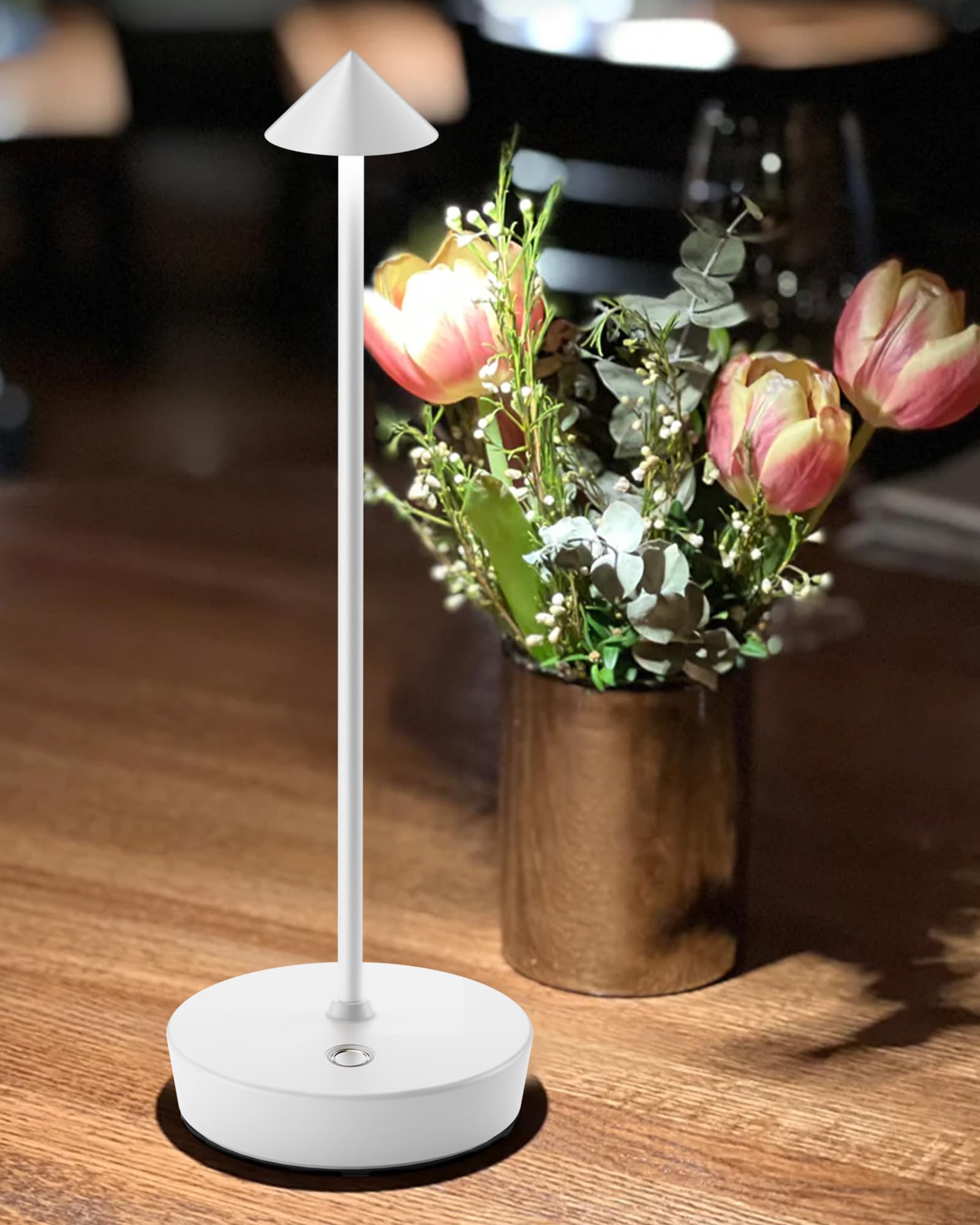 SHANGCAI Cordless Table Lamp, Rechargeable LED, Waterproof, Touch Dimmable, Aluminum, White