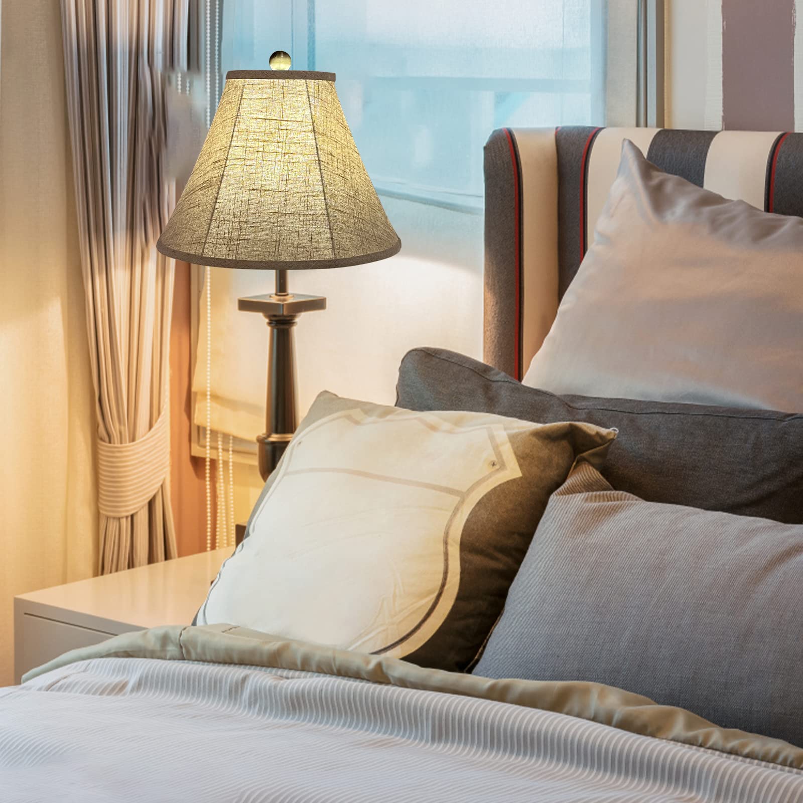 Tootoo Star Double Tootoo Star Lamp Shade Set Of 2, Brown Fabric, 6X14X10 Inch, Hand Crafted For Floor Light And Table Lamp