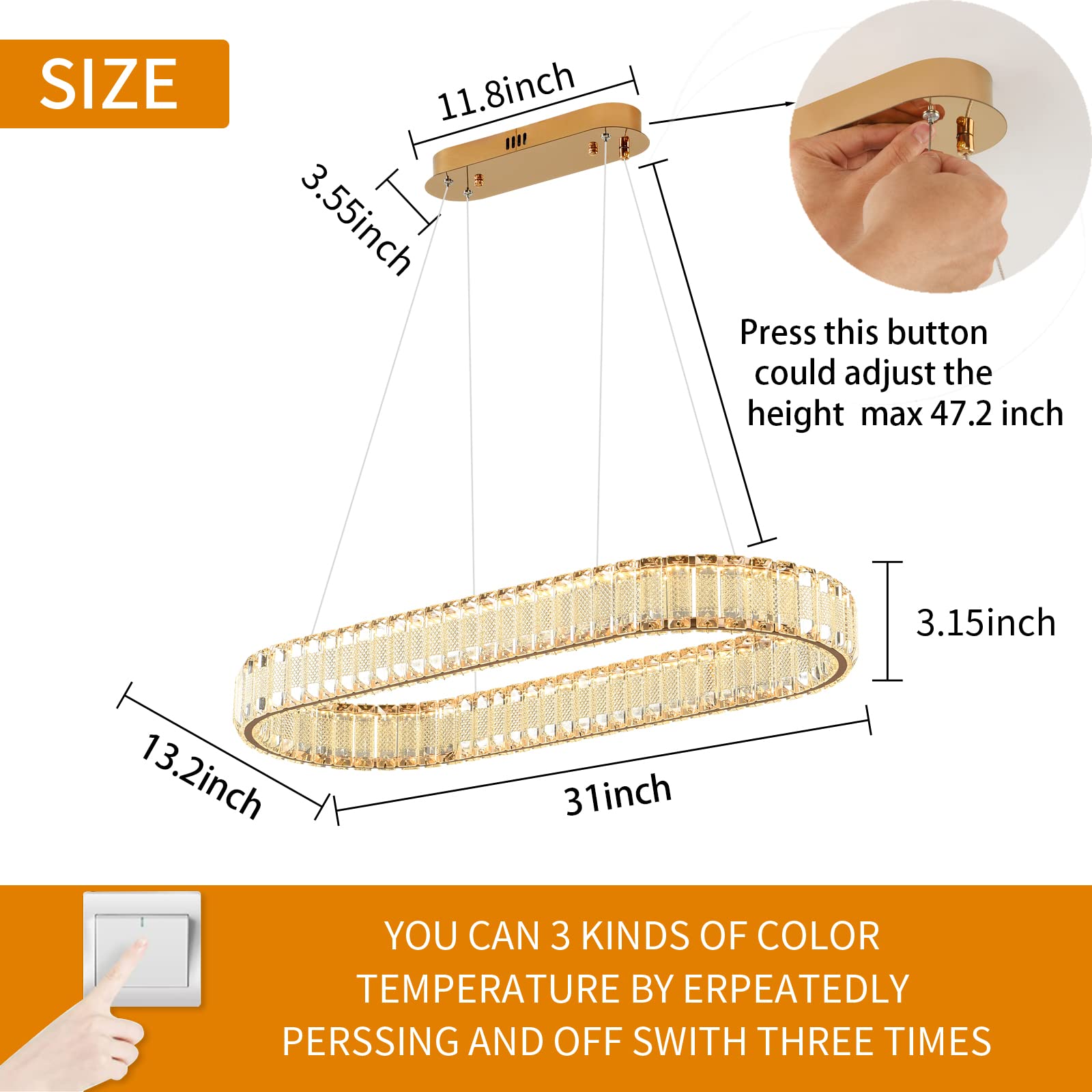 Gold Chandelier Modern Crystal Chandelier Light Fixture For Dining Room Chandeliers Ceiling Hanging Living Room Oval Small Chand