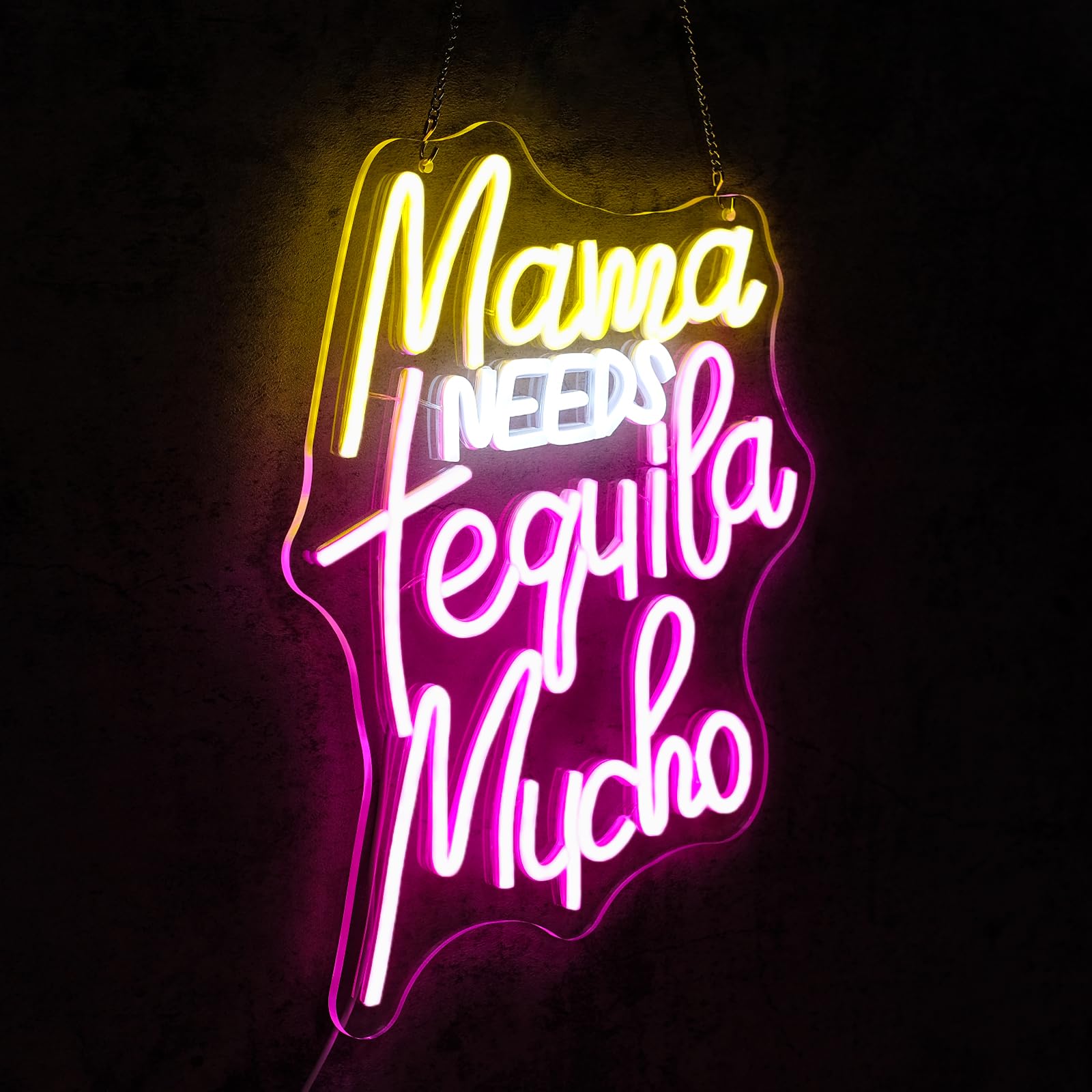 Virlusy Neon Sign for Wall Decor, Dimmable LED Light, Acrylic, Yellow & Pink, Perfect for Home Bar, Club, Bistro, Party Decoration