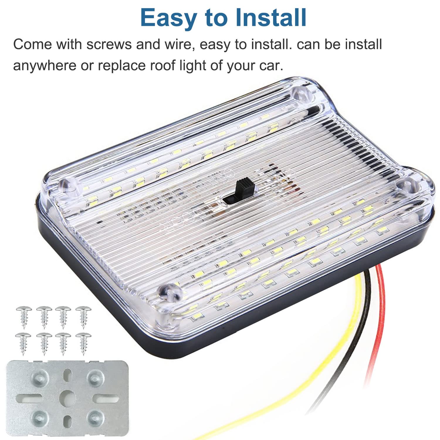 Linkhood 2-Pack Dc 12V 36 Led Car Truck Vehicle Auto Dome Roof Ceiling Interior Light Lamp White With On/Off Switch For Cars Vans Camper Vans & Taxis