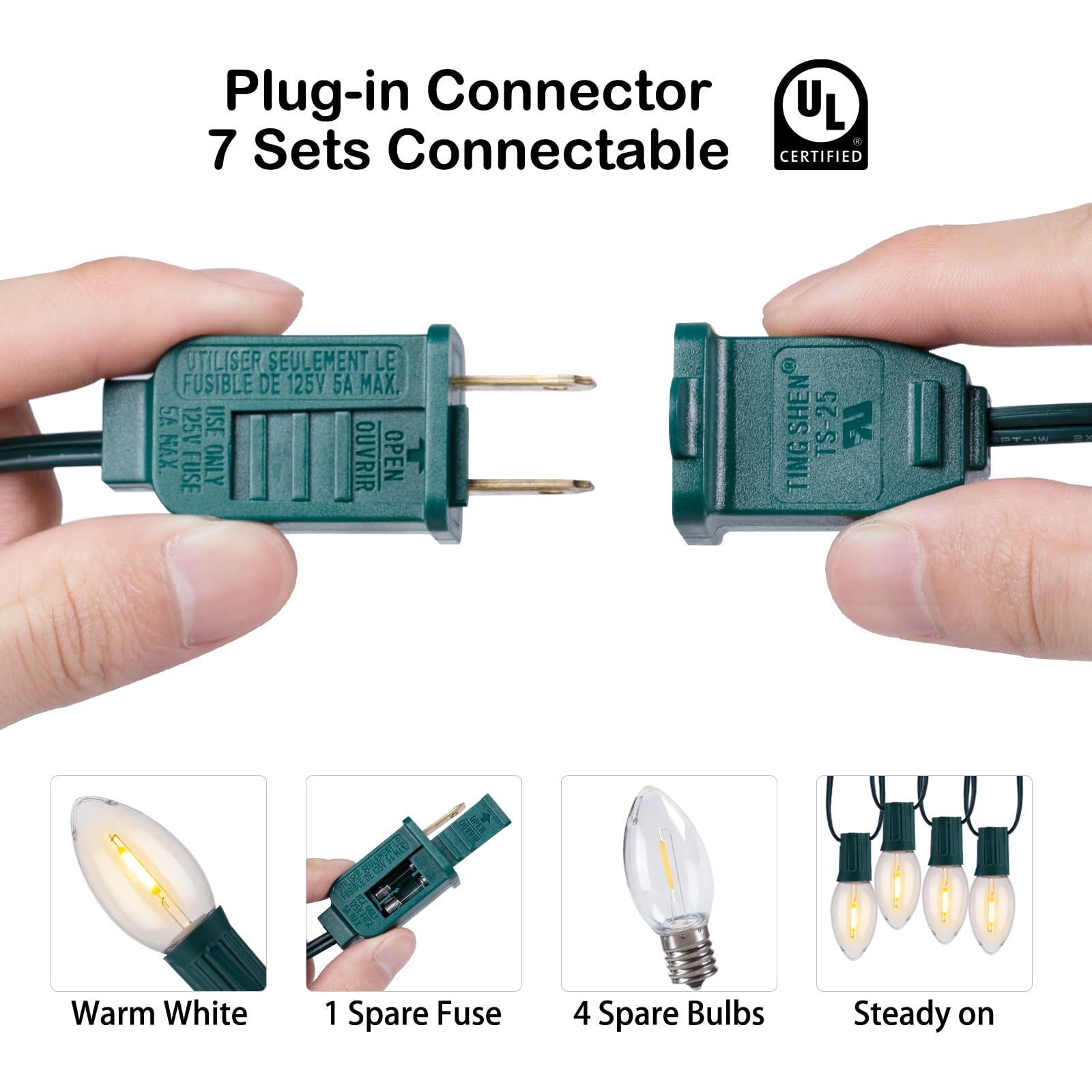 Vintage C9 Led Christmas Lights Outdoor, 100 Feet C9 String Lights With 100 Led C9 Plastic Bulbs, Waterproof Connectable Lights