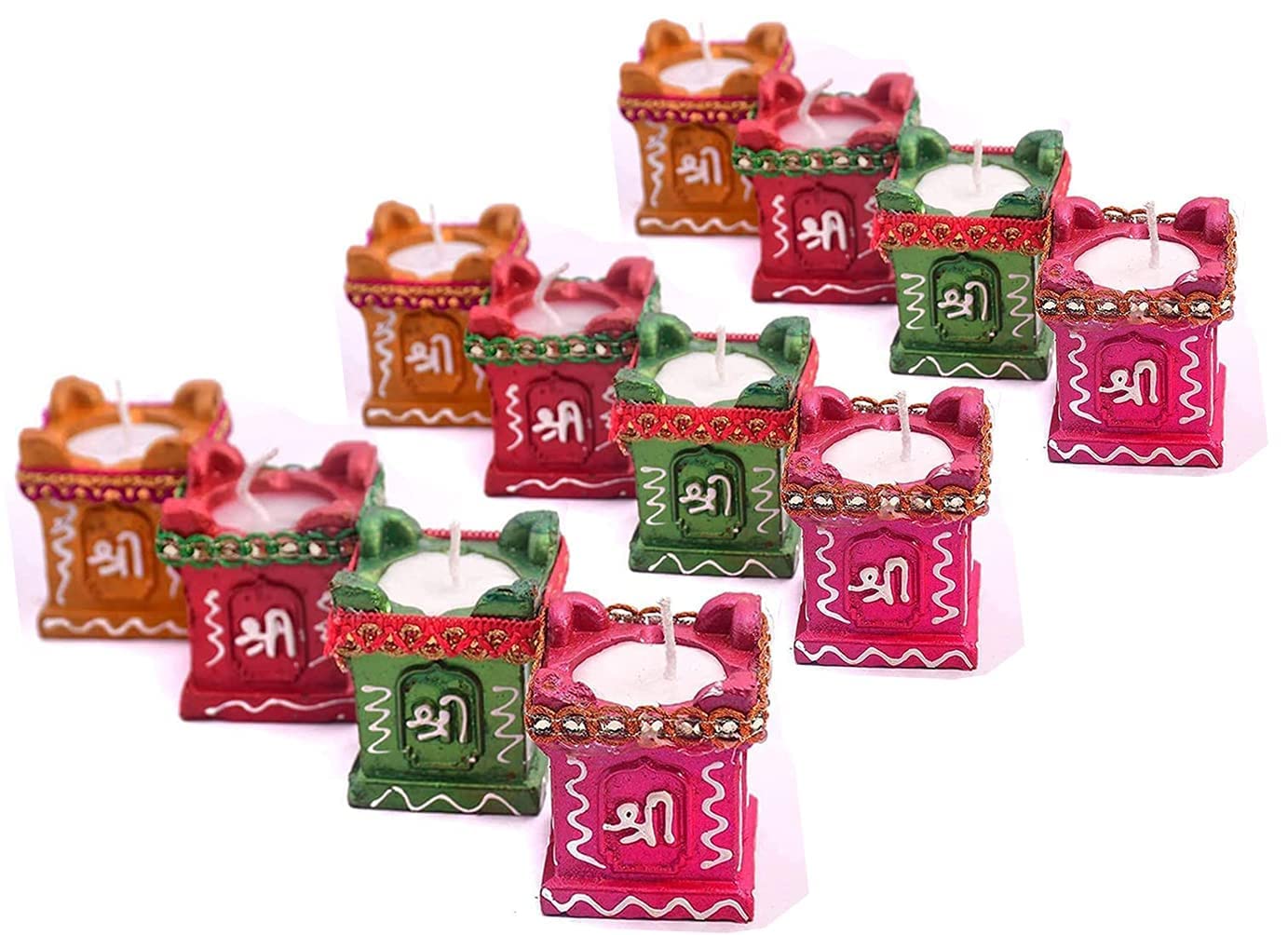 CraftVatika Diya for Puja Terracotta Handpainted Candles/Candle Stand/Candle Holder for Home Diwali Decoration Items & Diwali Gi