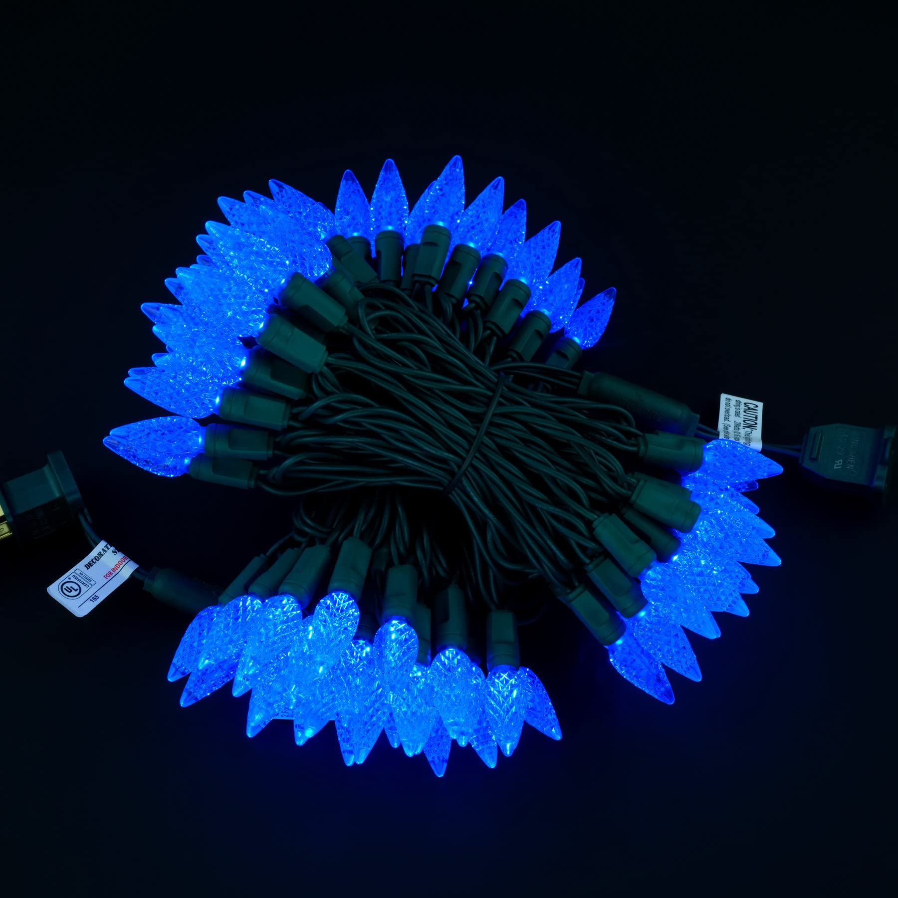 Yuletime Blue C6 Strawberry Led Christmas Lights, 33 Ft 100 Count 4'' Spacing One-Piece High Waterproof Ul Certified String Ligh