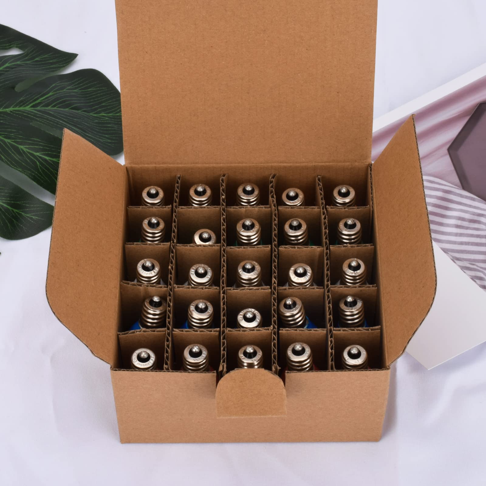 Agaphoton 25 Pack C7 Ceramic Christmas Replacement Bulbs, Multi-Color Bulbs For E12 Candelabra Base Outdoor/Indoor Light String,