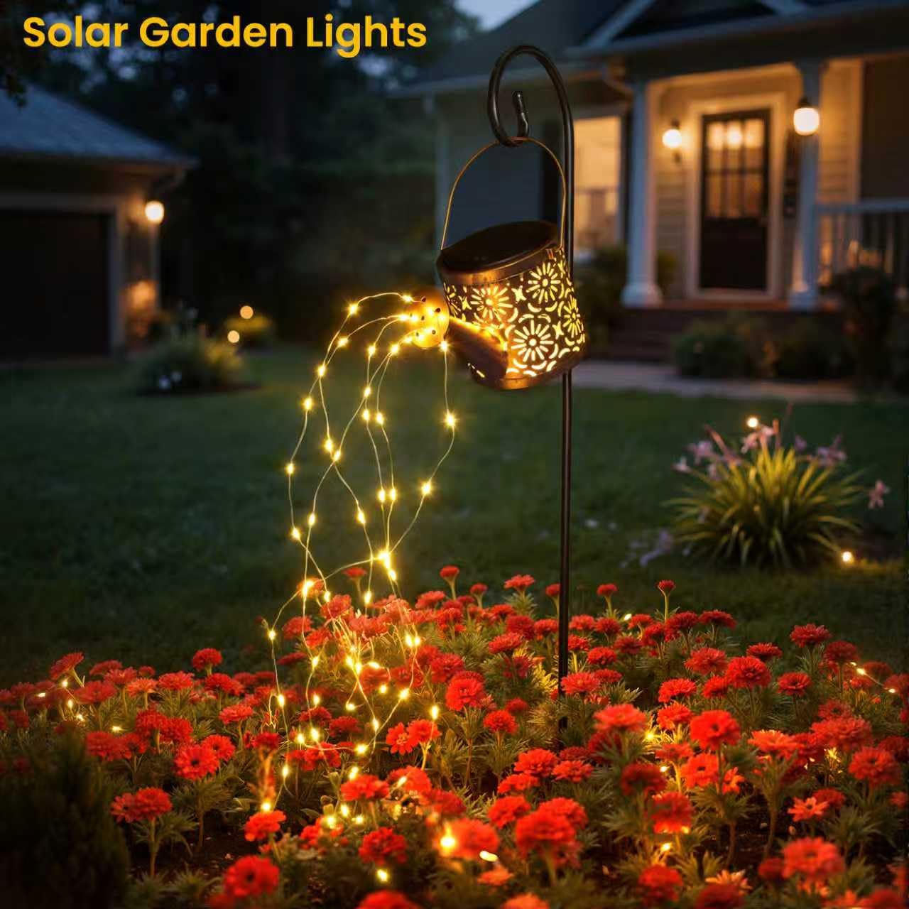 Solar Garden Lights Outdoor Decoration  Metal Solar Watering Can Lights Outdoor Waterproof  Small Patio Light Yard Lawn Pathway Decor  Gardening Gifts For Women Mom Grandma