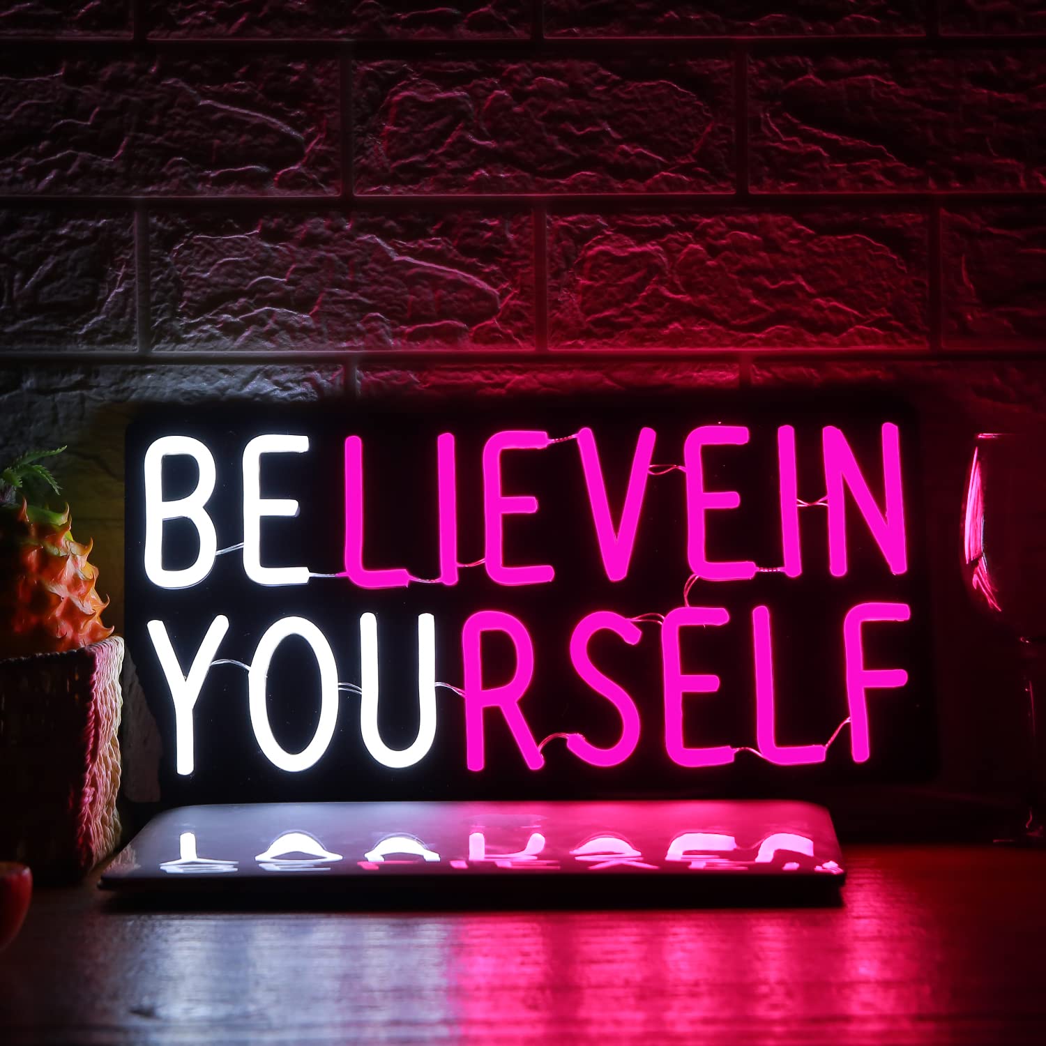 Believe In Yourself Neon Sign Usb Powered For Room Decor, Led Neon Light Sign Dimmable For Kids Bedroom Office Bar Wall Art Birthday Gift 16 * 7.5 Inches Blue
