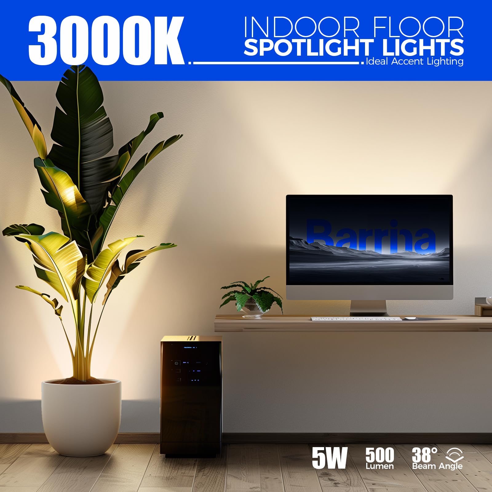 Barrina Uplighting Indoor Spotlight, 2 In 1 Detachable Up Lights Indoor Floor Can Light With 3000K Gu10 Bulb, Spotlights For Pla