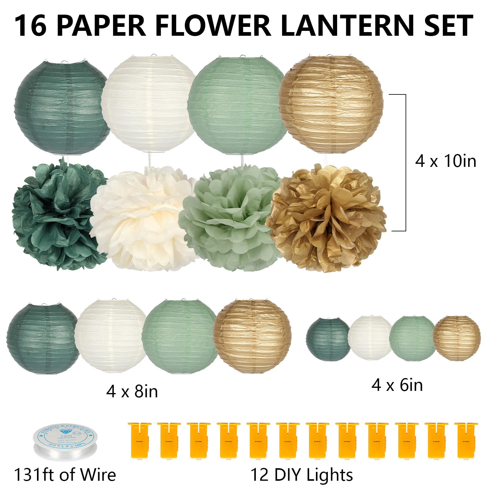 Bluaqua Paper Lanterns Party Decorations: Paper Lantern For Rustic Party Bridal Shower Wedding Sage Green Birthday Party Home De