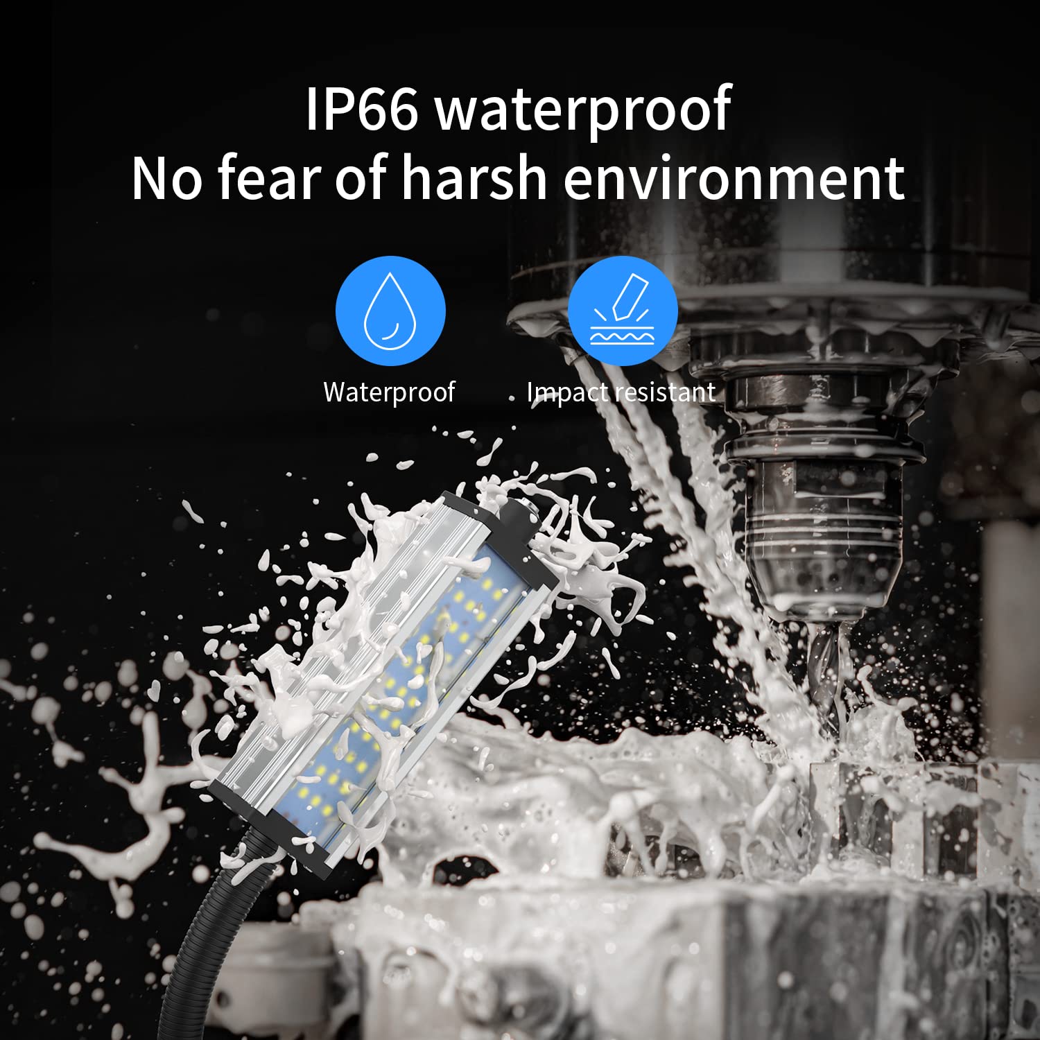 Flexible Work Light, Machine Light, Gooseneck Led Light Ip66 Waterproof 800 Lumen 120 Volt 44Leds Screw Mounted Floodlights For Machine Tools Lathes And Workbenches