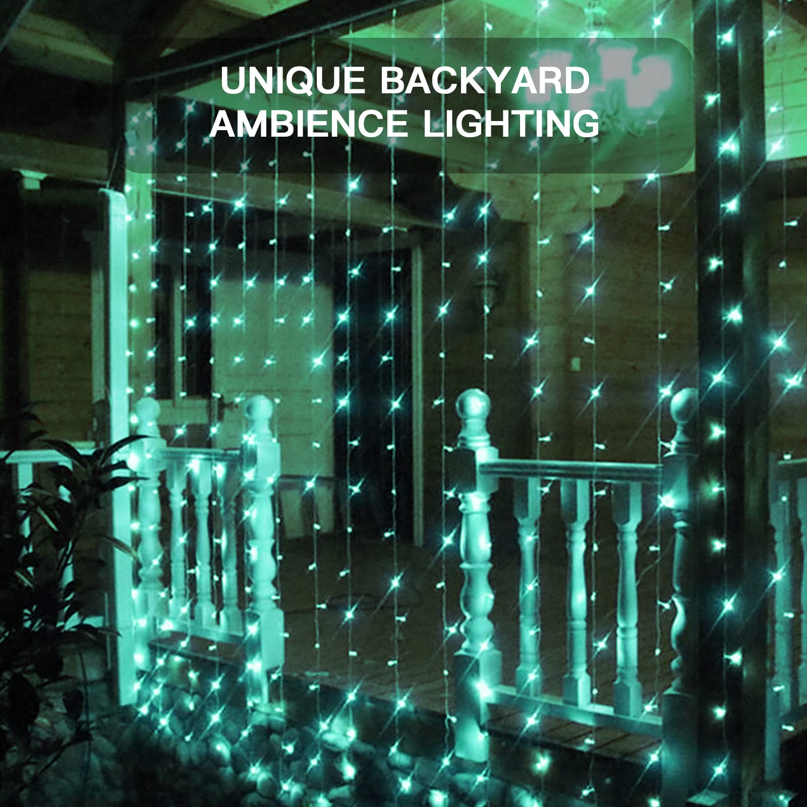 Suddus Curtain Lights For Bedroom, 200 Led Hanging String Lights Outdoor Waterproof, Fairy Curtain Lights For Backdrop, Window, Wall, Wedding, Party, Garden, Porch, Brithday Decorations, Teal