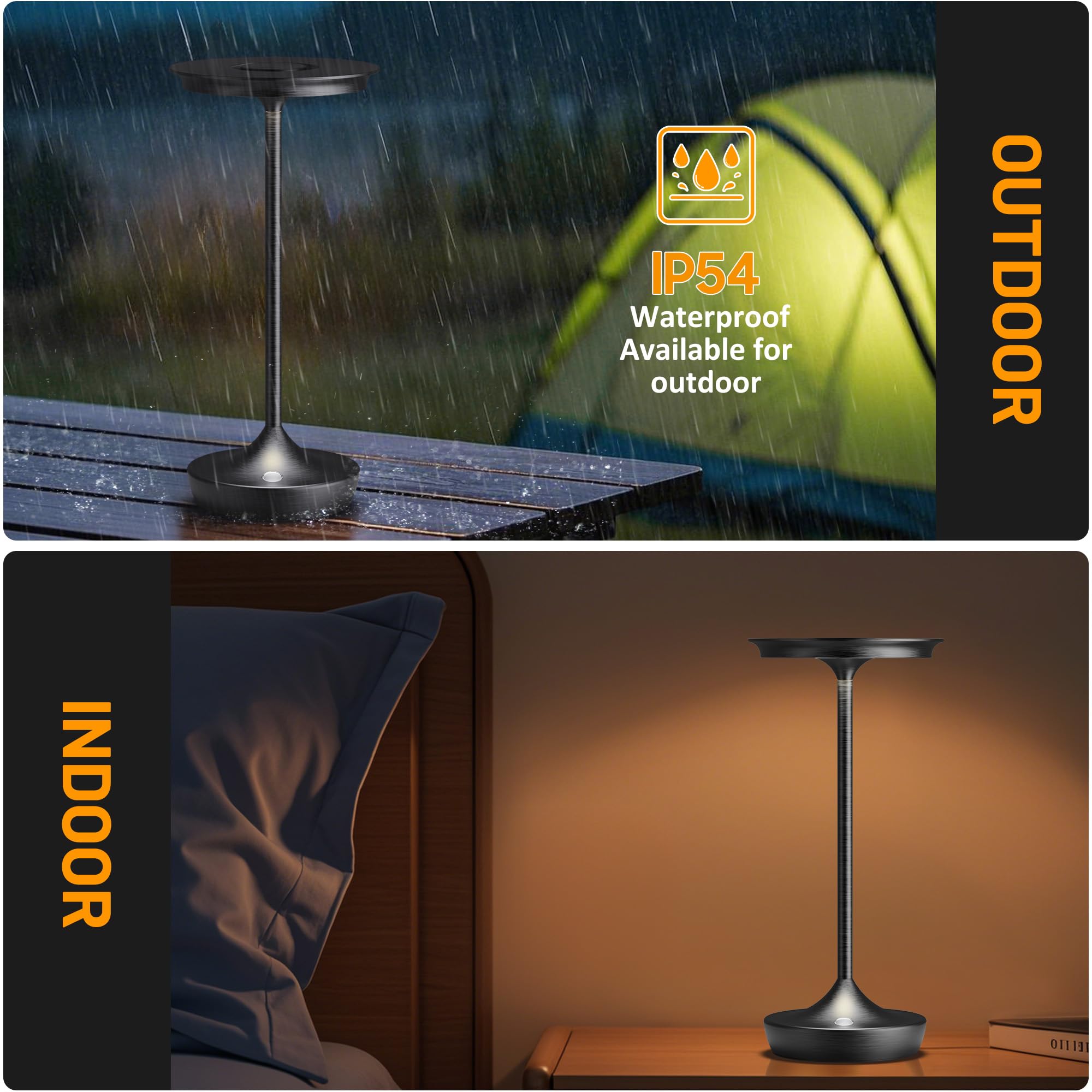 Shangcai Led Cordless Table Lamp Rechargeable - Outdoor 6000Mah Battery Operated Portable Table Lights 3 Color Stepless Dimming