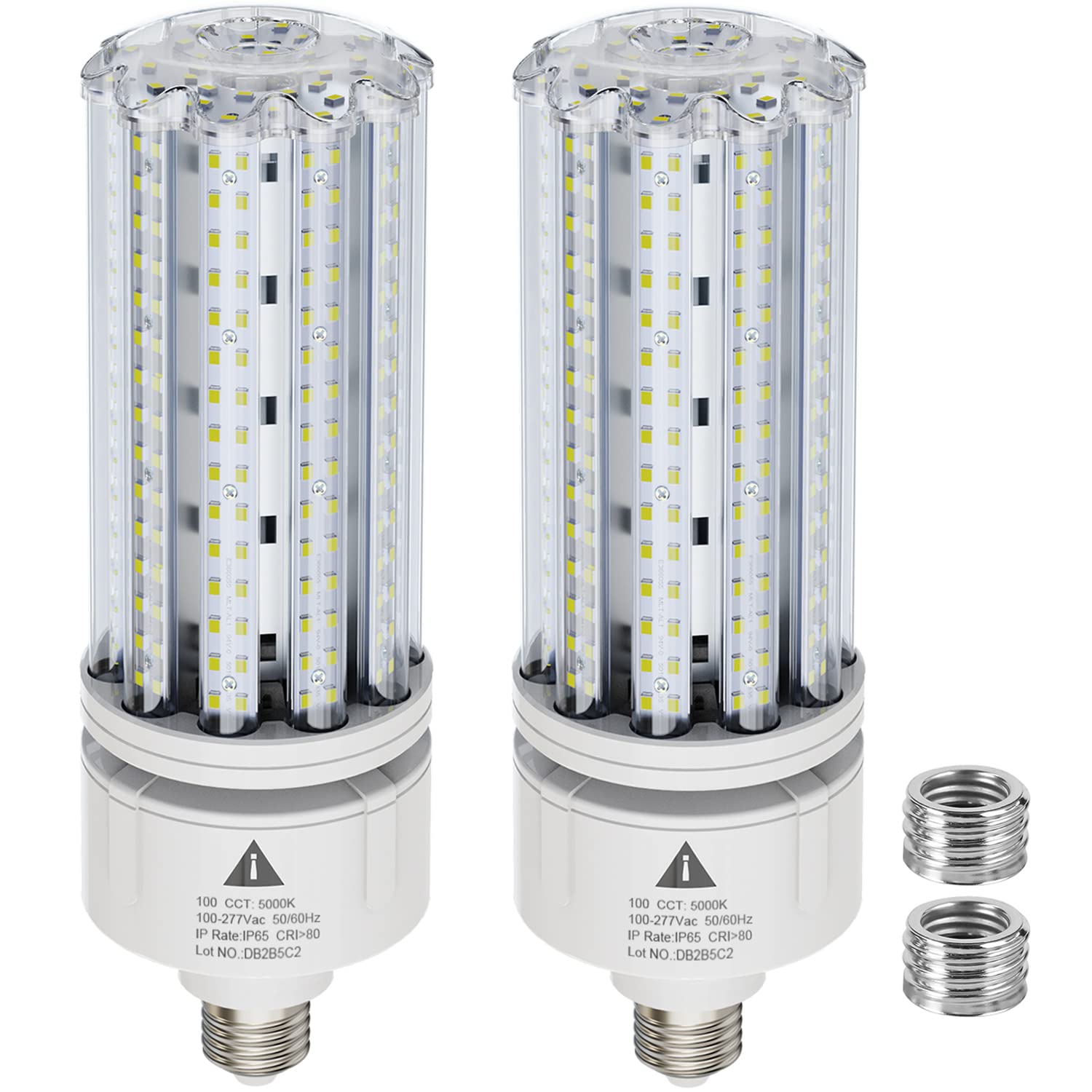 2 Pack 100W LED Corn Light Bulb 5000K Daylight 15000 Lumens Super Bright, E26/E39 Base Led Corn Bulbs Replace Metal Halide HID C