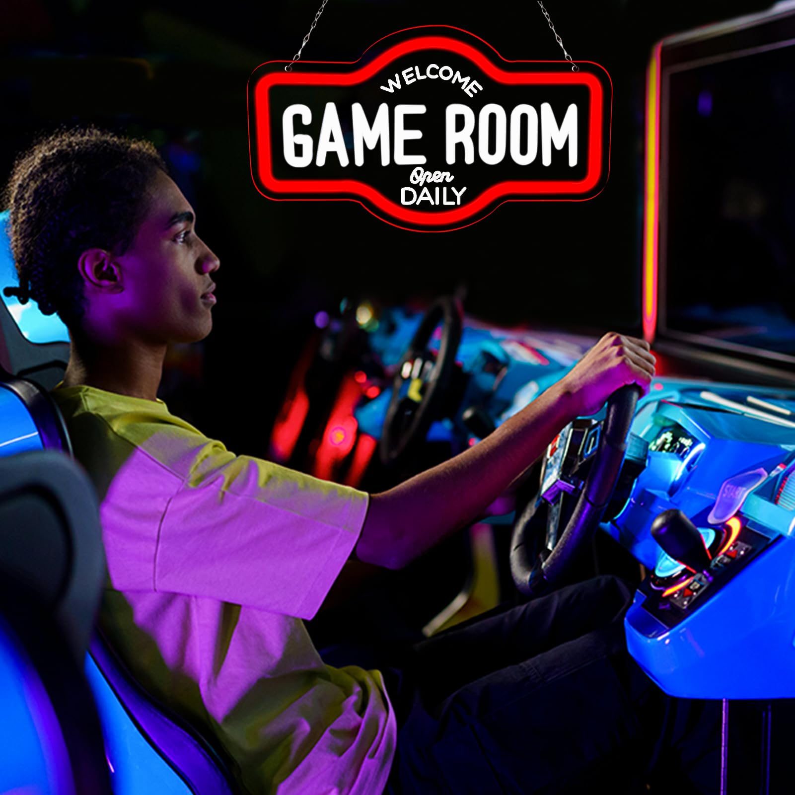 Wittyrhe Game Room Neon Sign  Welcome Game Room Open Daily Neon Lights Wall Decor For Internet Cafe  Gaming Room  Man Cave  Bedroom Gift Art For Boys Girls-16.93 X 9.92 In-Usb Powered-Acrylic