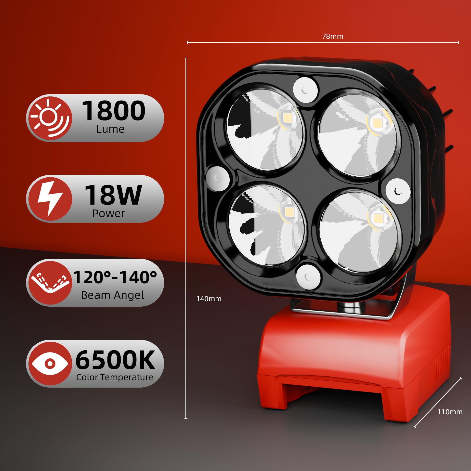 BUKATTADV Milwaukee M18 18V LED Work Light 1800LM Portable Spotlight USB & C-Type Charger, Model ML16P