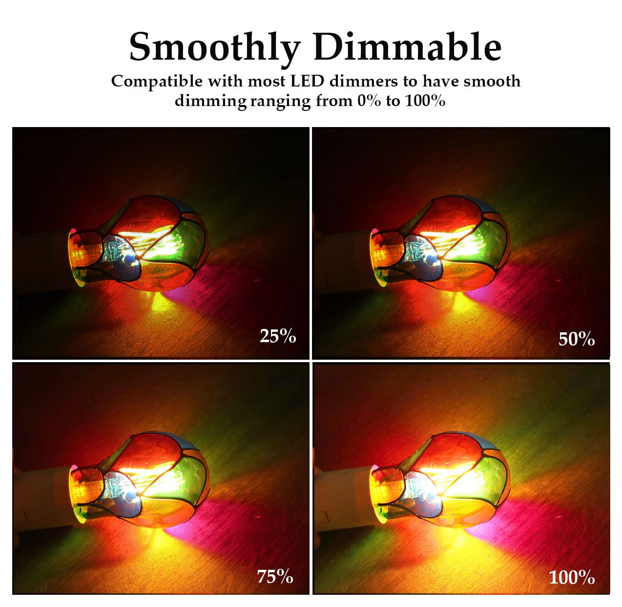 Greeogin Dimmable Stained Glass Led Light Bulb Led Color Bulb,E26 Base 4 Watts A19/A60 Led Light Bulbs,For Party Light,Festive A