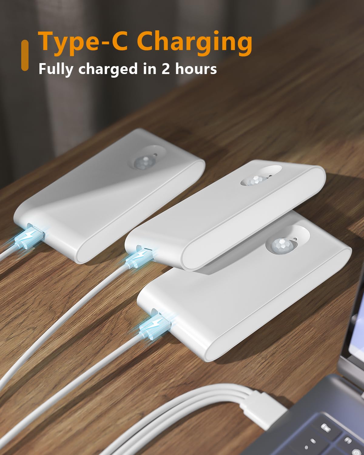 WILLED Motion Sensor Night Light - Rechargeable 6 Pack, Warm White Battery Operated for Indoor Use, Ideal for Hallway, Stairway, and Bathroom