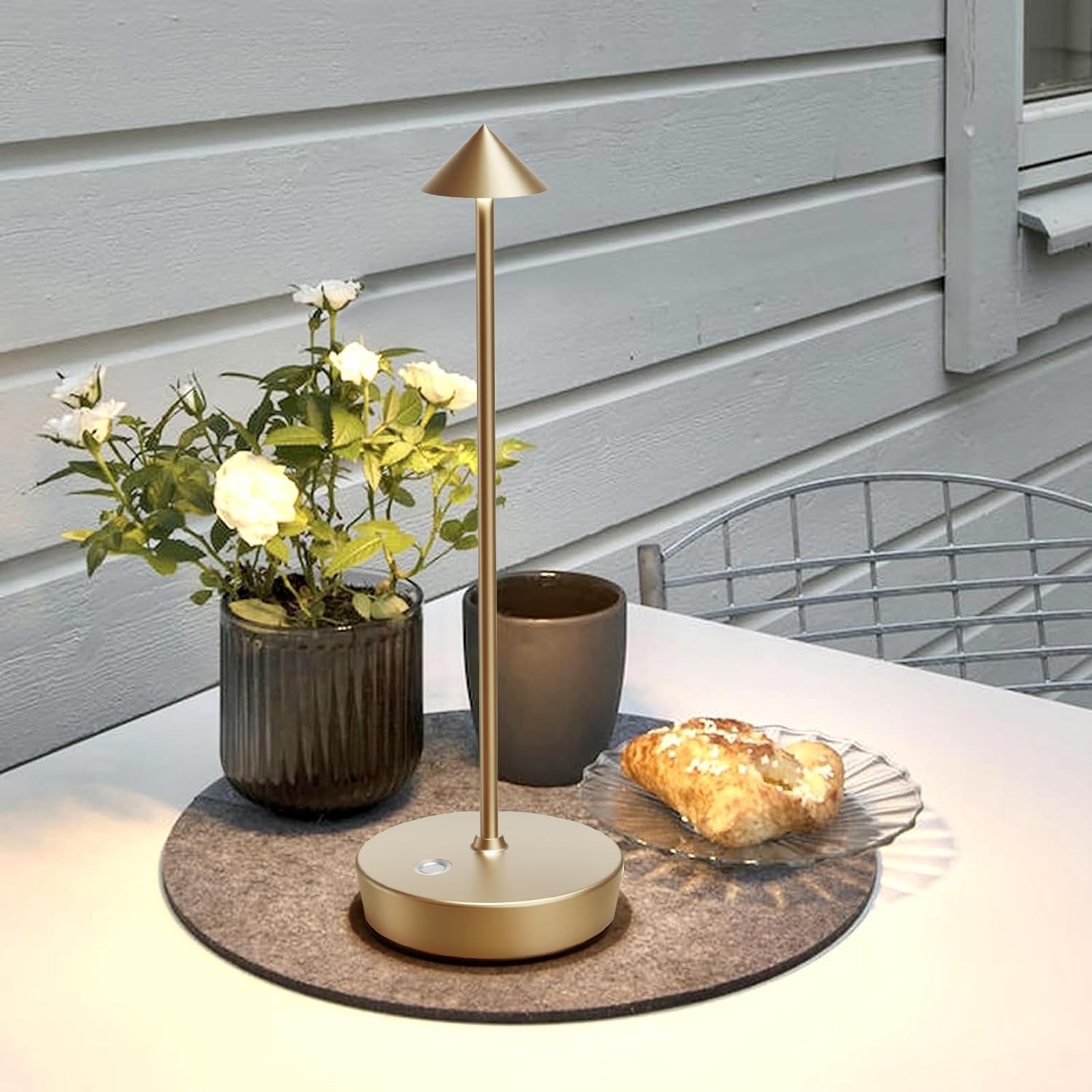 Tpczqj Rechargeable Cordless Table Lamp  6000Mah Led Battery Operated Desk Lamp Touch 3 Color Stepless Dimming Portable Outdoor Waterproof Table Light For Patio/Restaurant/Dining/Home(Bronze)