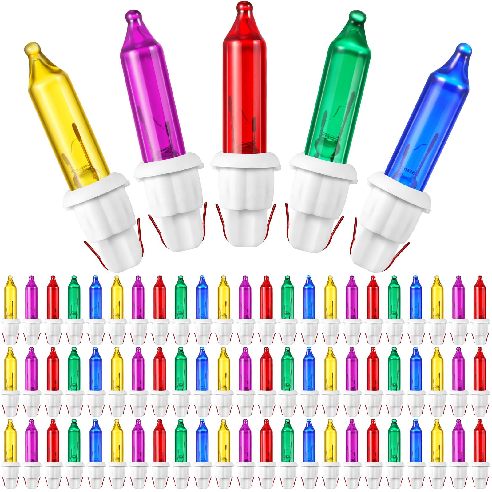 Mudder 60Count 2.5V Christmas 50/100/150/200 Count Mini Incandescent Wire String Lights Replacement Bulbs Indoor/Outdoor Christmas Lights Decor for Home Xmas Tree (White Base with Fresh Bulb)