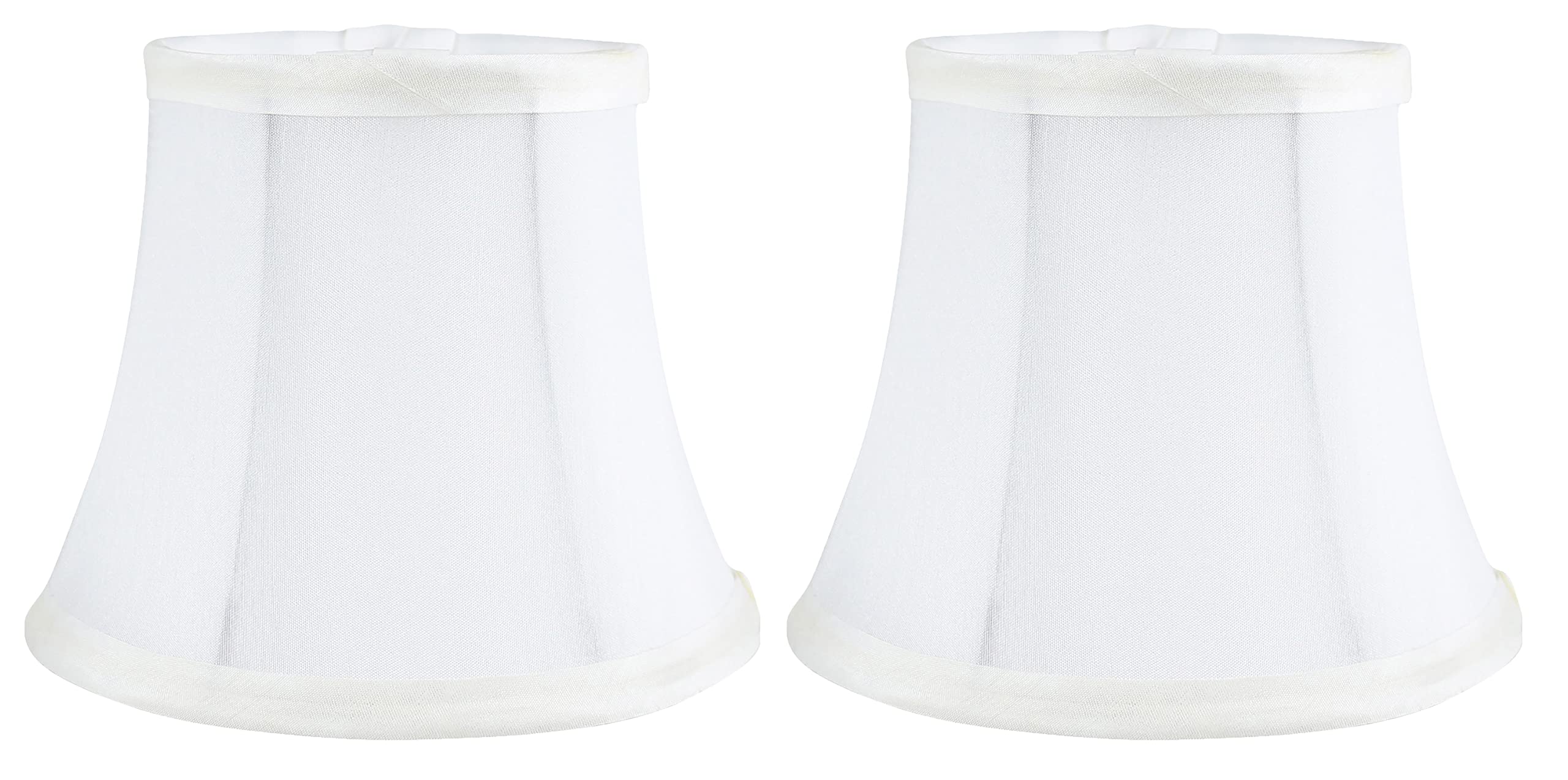MERIVILLE Set of 2 Off White Faux Silk Chandelier Lamp Shades, Softback Bell Shape, Clip-On Fitter, 4in x 6in x 5in