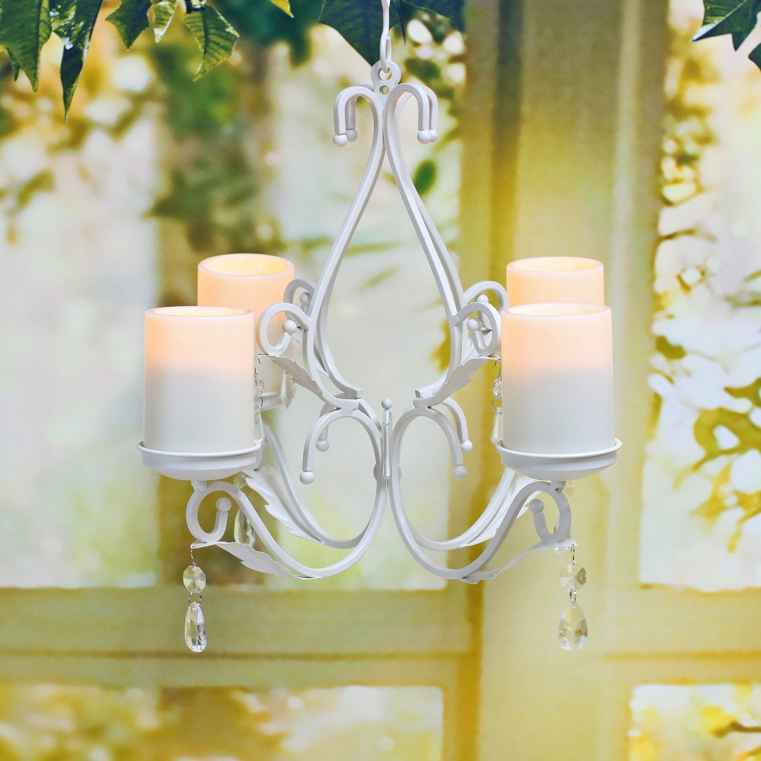 GiveU 3 in 1 Lighting Chandelier, Metal, Black, Includes 4 LED Candles, Table Centerpiece for Indoor/Outdoor Gazebo