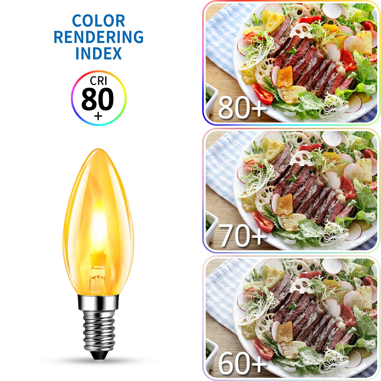 ANWIO Flicker Flame Light Bulb 1.5W, Non-Dimmable, E12, 2 Pack, 1800K Warm Light, Crystal Clear Candle Bulb, Model