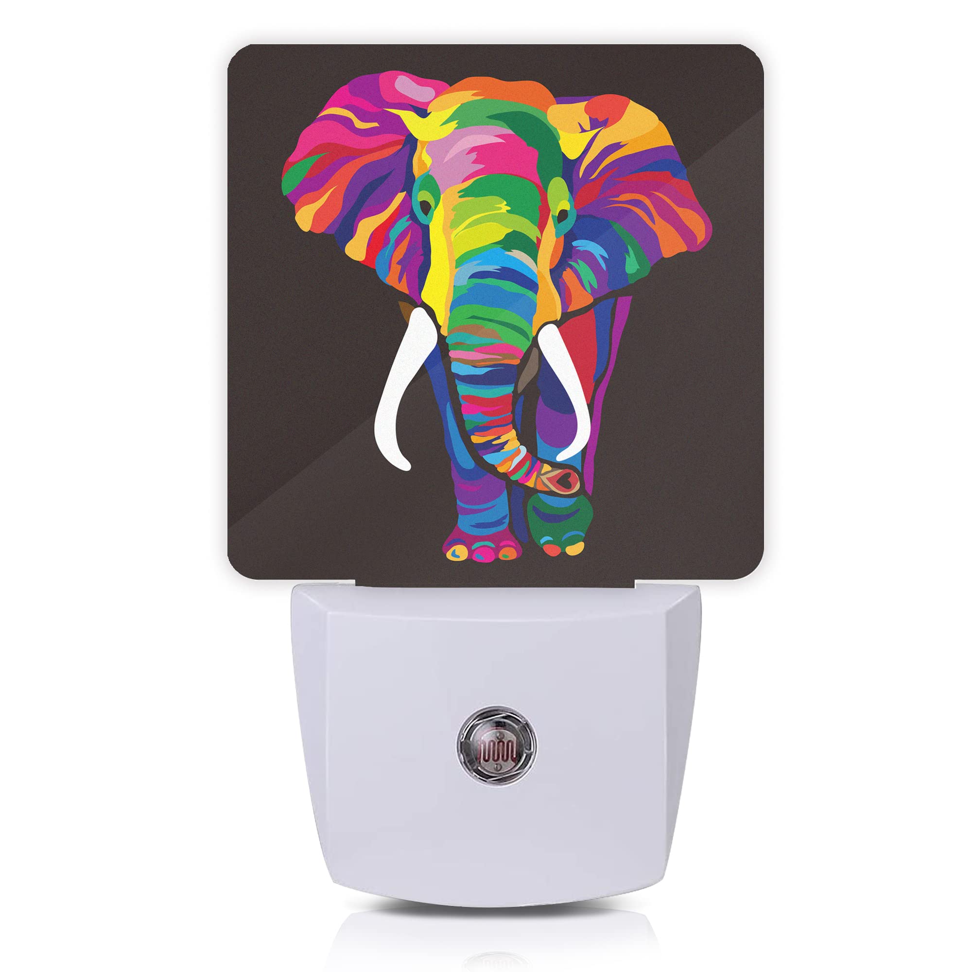 Oeaskly Elephant Night Light,Colorful Elephant Plug-in Night Lights with Dusk-to-Dawn Sensor for Stairway/Hallway/Kitchen Sleep 
