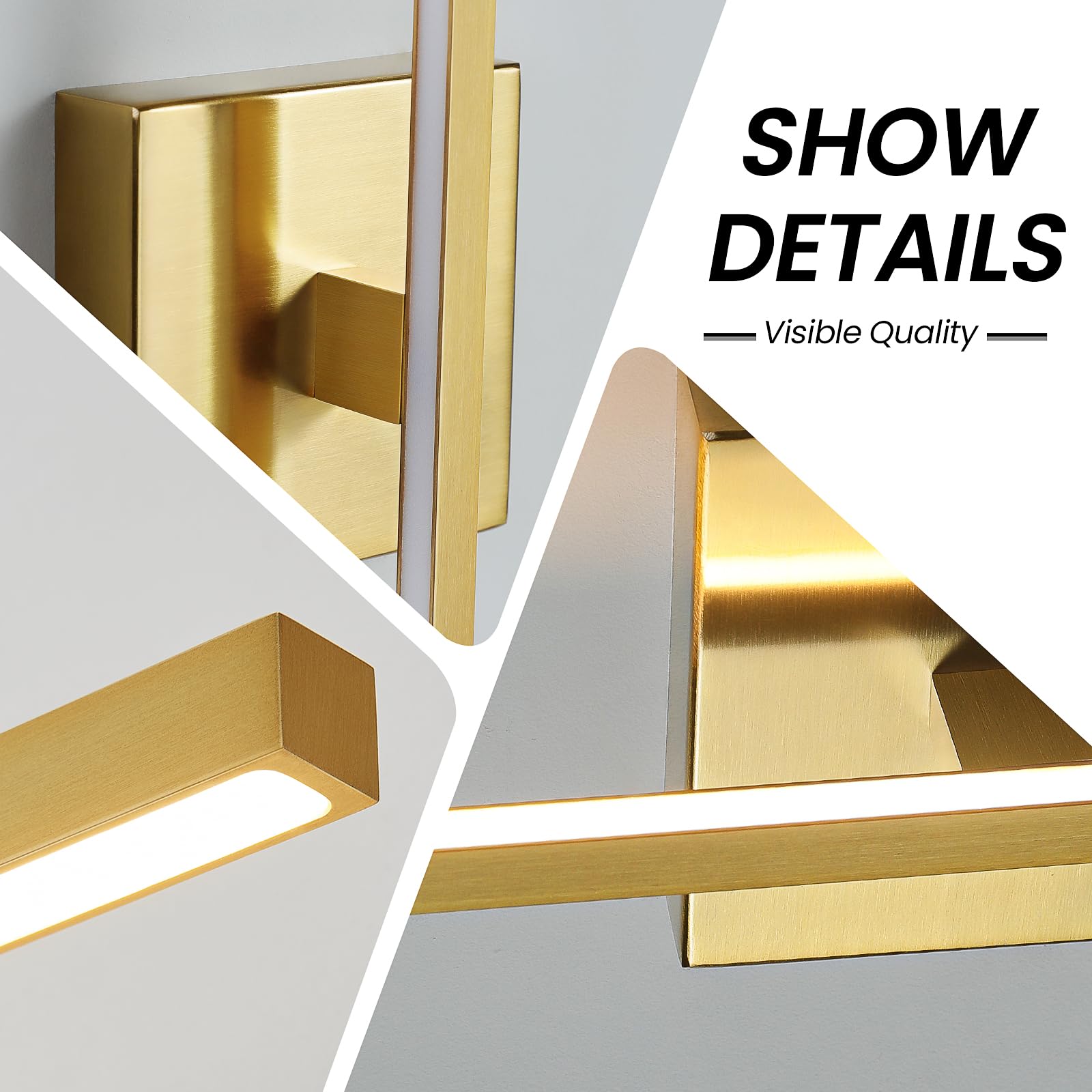 Ccycol Gold Bathroom Light Fixtures Over Mirror - 39 Inch Dimming Bathroom Vanity Light 28W 3500K Led Vanity Light Bar Modern Wa