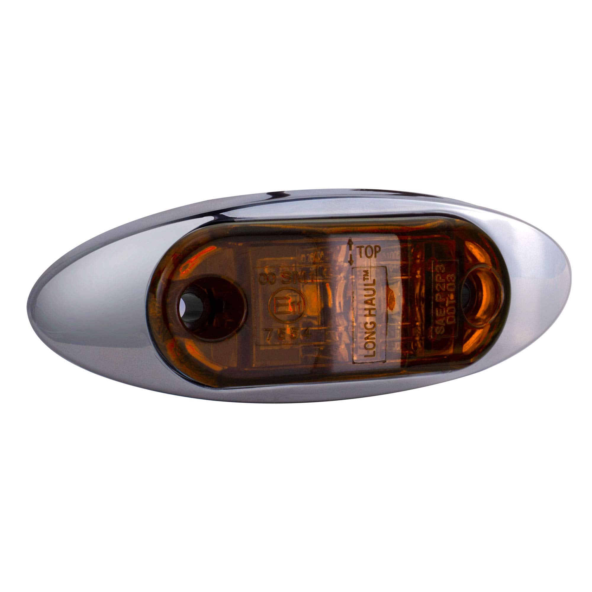 Long Haul 12 4&quot;X1.5&quot; Amber Led Surface Mount Clearance Marker Light With Chrome Bezel Oval Oblong -Good For Trucks Trailers Etc El-112692A