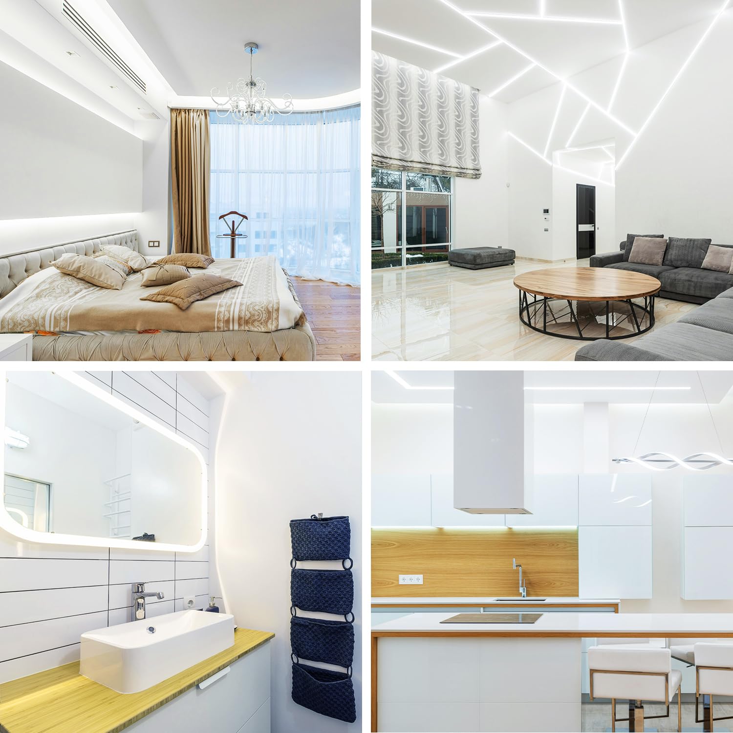 Yeewhale COB LED Strip Lights 6000K Dimmable 16.4ft White Flexible Tape Light with Remote & App Control for Home Decoration