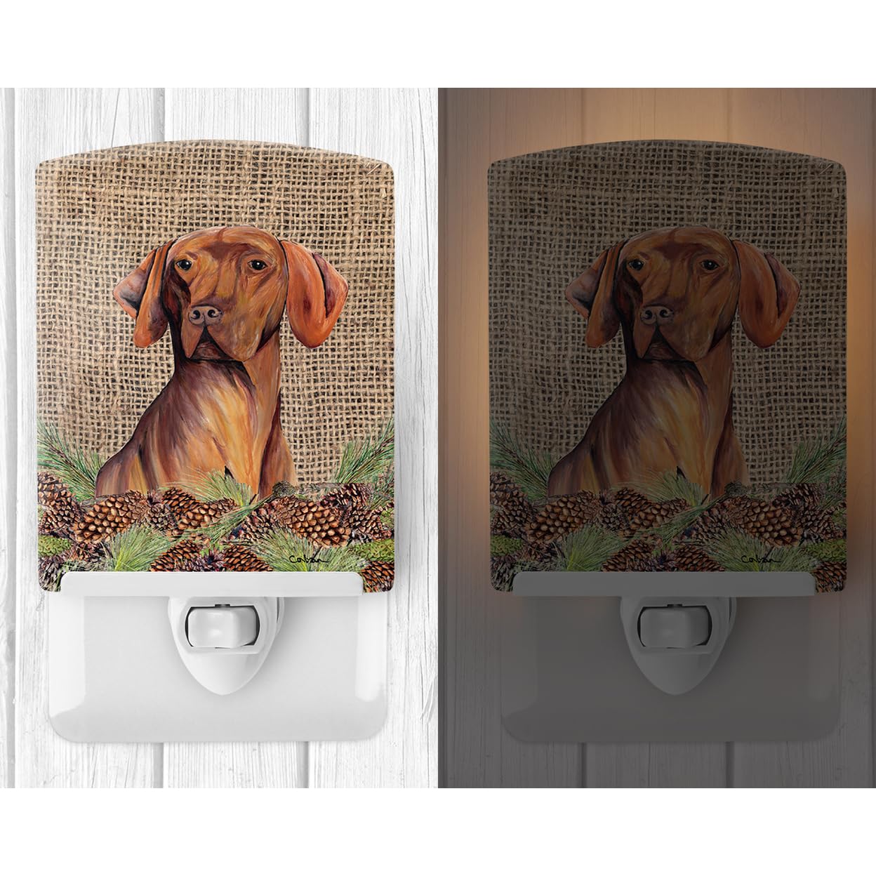 Carolines Treasures Ceramic Night Light, Vizsla, 6x4x3in, Model SC9044CNL, Ideal for Bedroom, Bathroom, Nursery, Multicolor