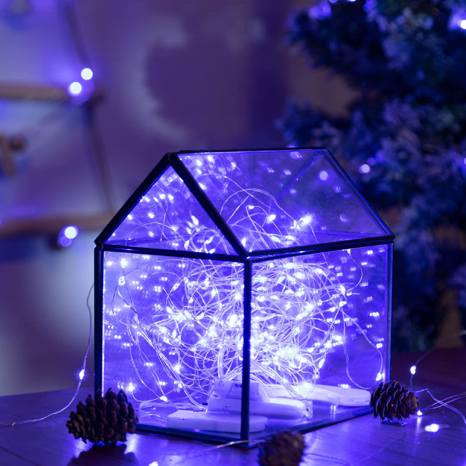 Sinamer 12-Pack Led Fairy Lights 7 Feet Battery Powered Waterproof Silver Wire 20 Slim Copper Wire Pastel Lights For Diy Wedding Party Bedroom Patio Easter Christmas (Blue)