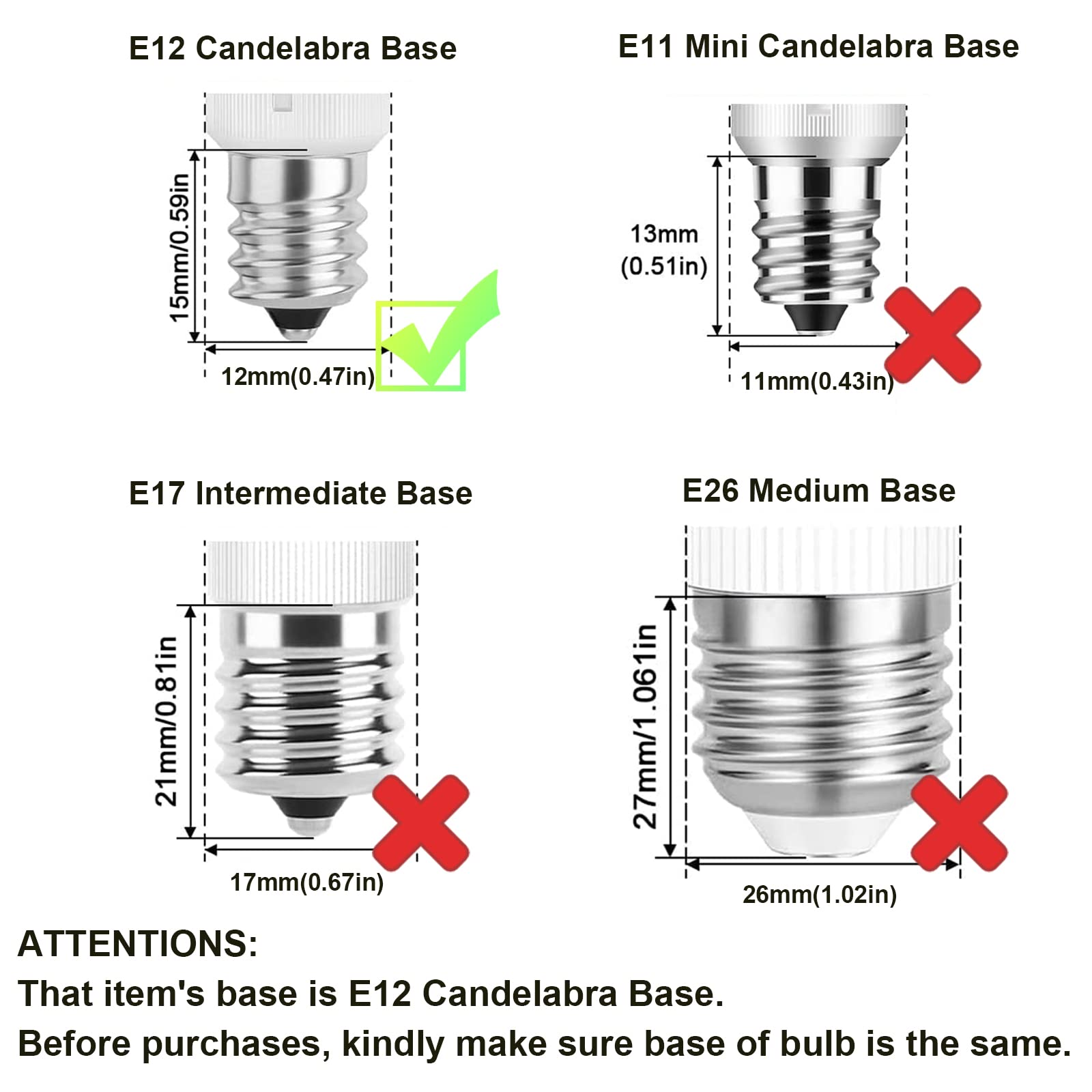 TAIYALOO E12 LED Bulb Dimmable 7W, Warm White 3000K, 6 Count Pack, Candelabra Replacement, Model E12-88-283