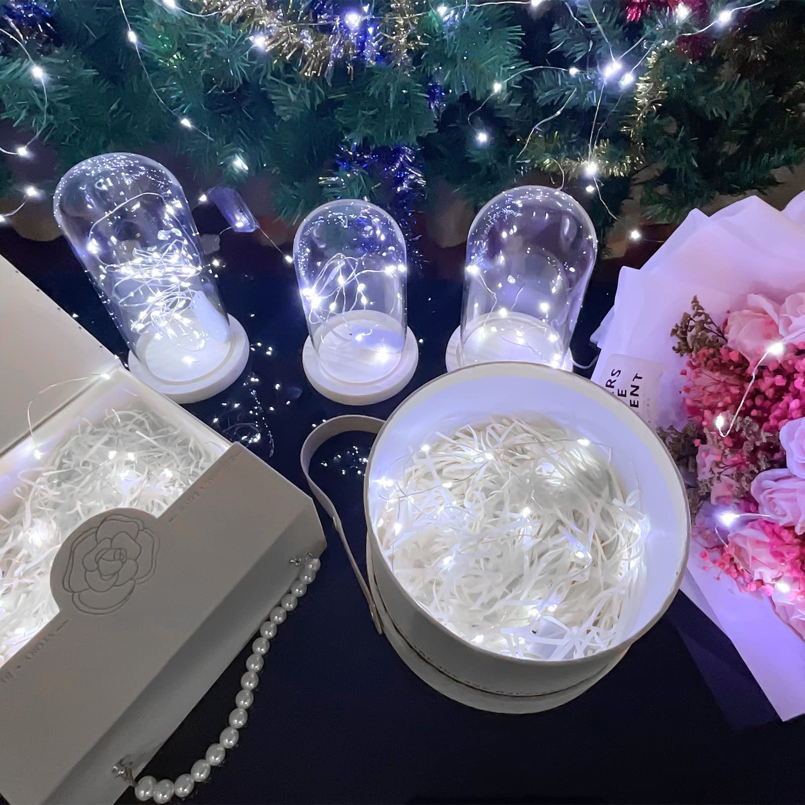 Etinga 12 Pack Fairy Lights - Battery Operated String Lights, 10 LED, 3.3ft Silvery Copper Wire, Cool White for Wedding & Christmas Decor