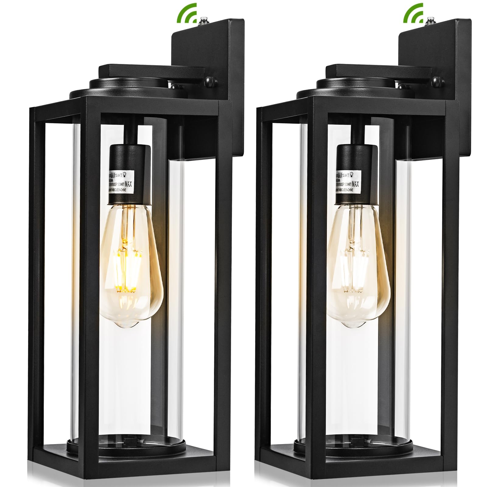 Dusk to Dawn Outdoor Wall Light Fixtures - 2 Packs Exterior Waterproof Outdoor Lighting, Modern Porch Sconces Wall Mounted Light