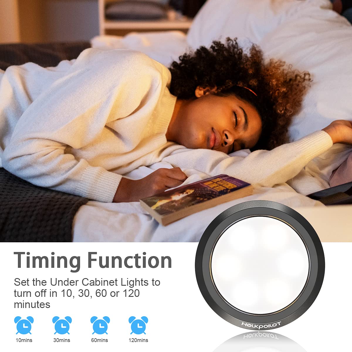 Holkpoilot Led Puck Lights With Remote, Dimmable Battery Operated Under Cabinet Lighting (6 Pack)