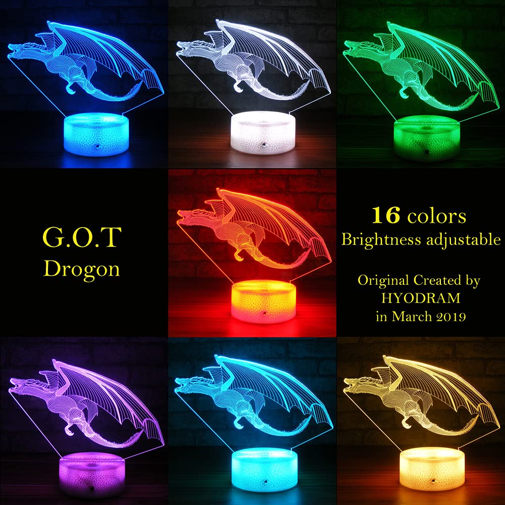 Hyodream Dragon Lamp Dragon Night Light Kids Night Light,16 Colors With Remote Control Dragon Toy For Kids As A Birthday Gifts Christmas Gift For Boys And Girls (Drogon)