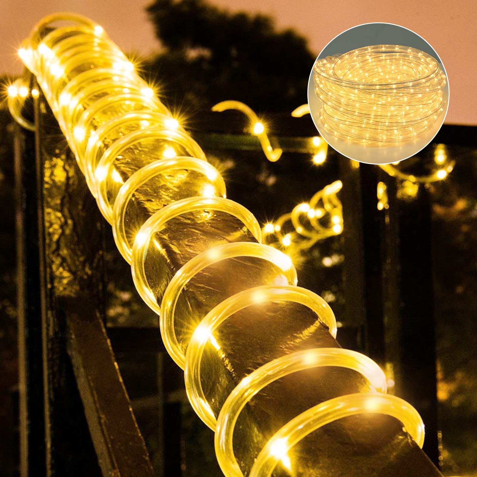 Afirst 18Ft Warm White Led Rope Lights - Waterproof Fairy Lights For Outdoor & Home Decor