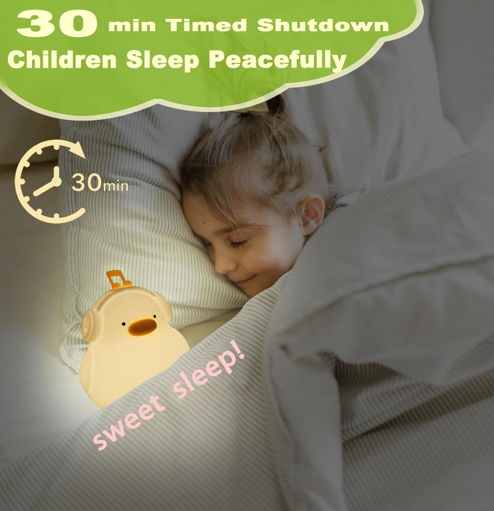 DREAMING MY DREAM LED Duck Night Light, Dimmable Soft Silicone, Model K-1153, Cute Nursery Decor for Kids, Duck Lamps