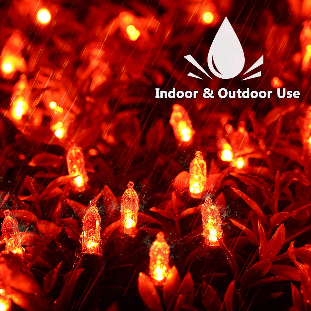 Brizled Orange Halloween Lights, 33ft 100 LED Halloween String Lights, 120V UL Certified Connectable Orange Light String Mini Tr