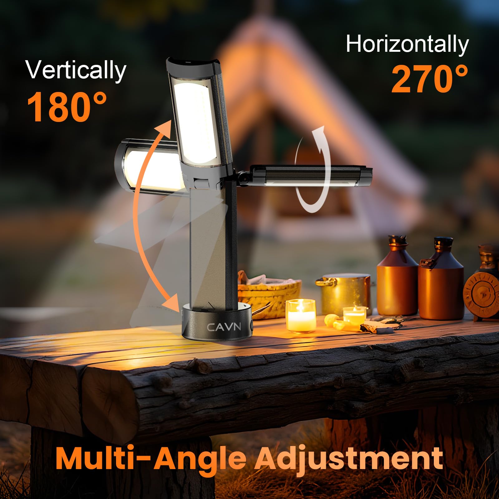 CAVN Rechargeable LED Work Light 10000mAh, 2200 Lumens, 6.5 ft Tripod, Dimmable, Black, Model XQ-Z10