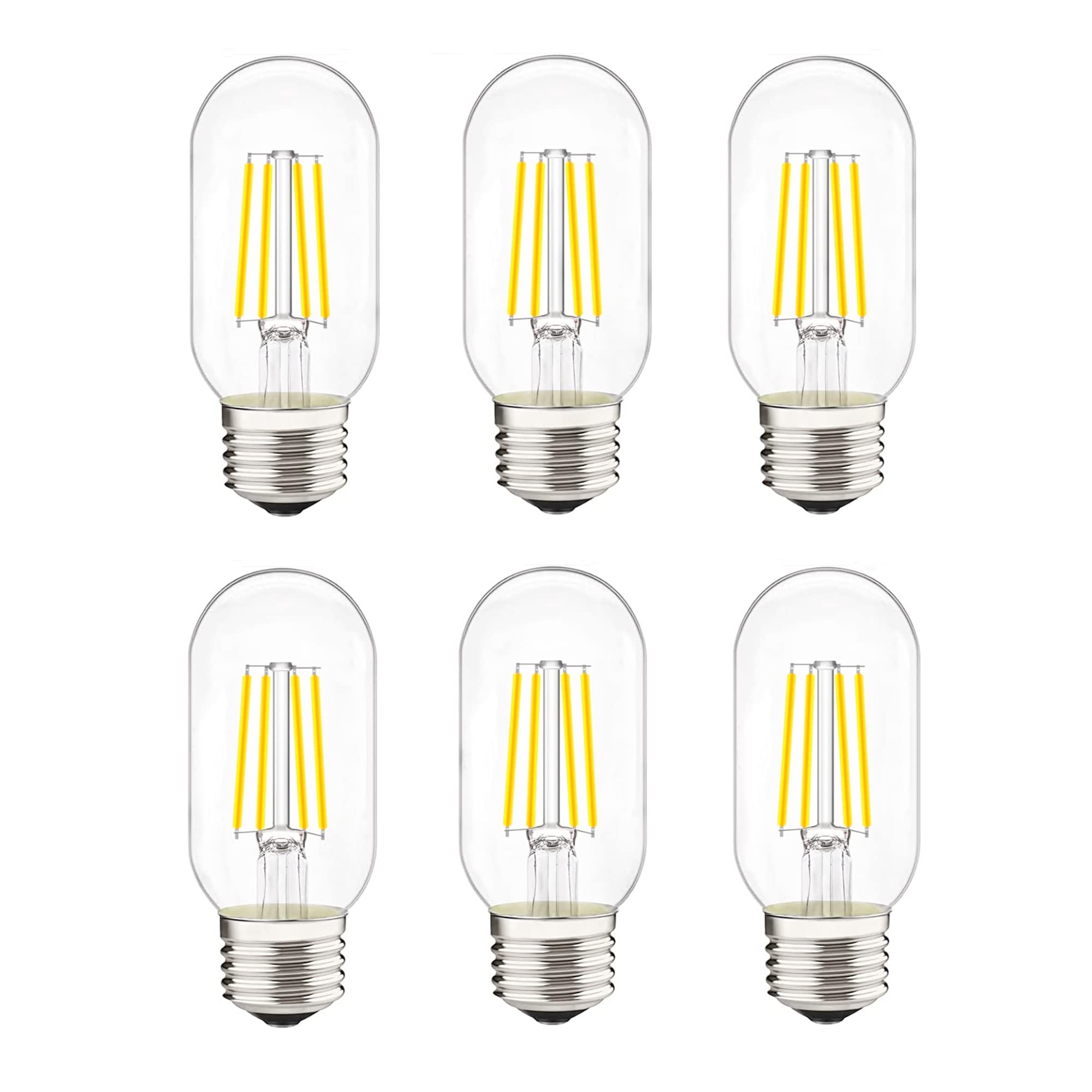 Livemax Led Tubular Bulb 4W Daylight White 5000K E26 Clear Edison Bulb,40W Equivalent 400 Lumens, Antique Edison Style Led Filam