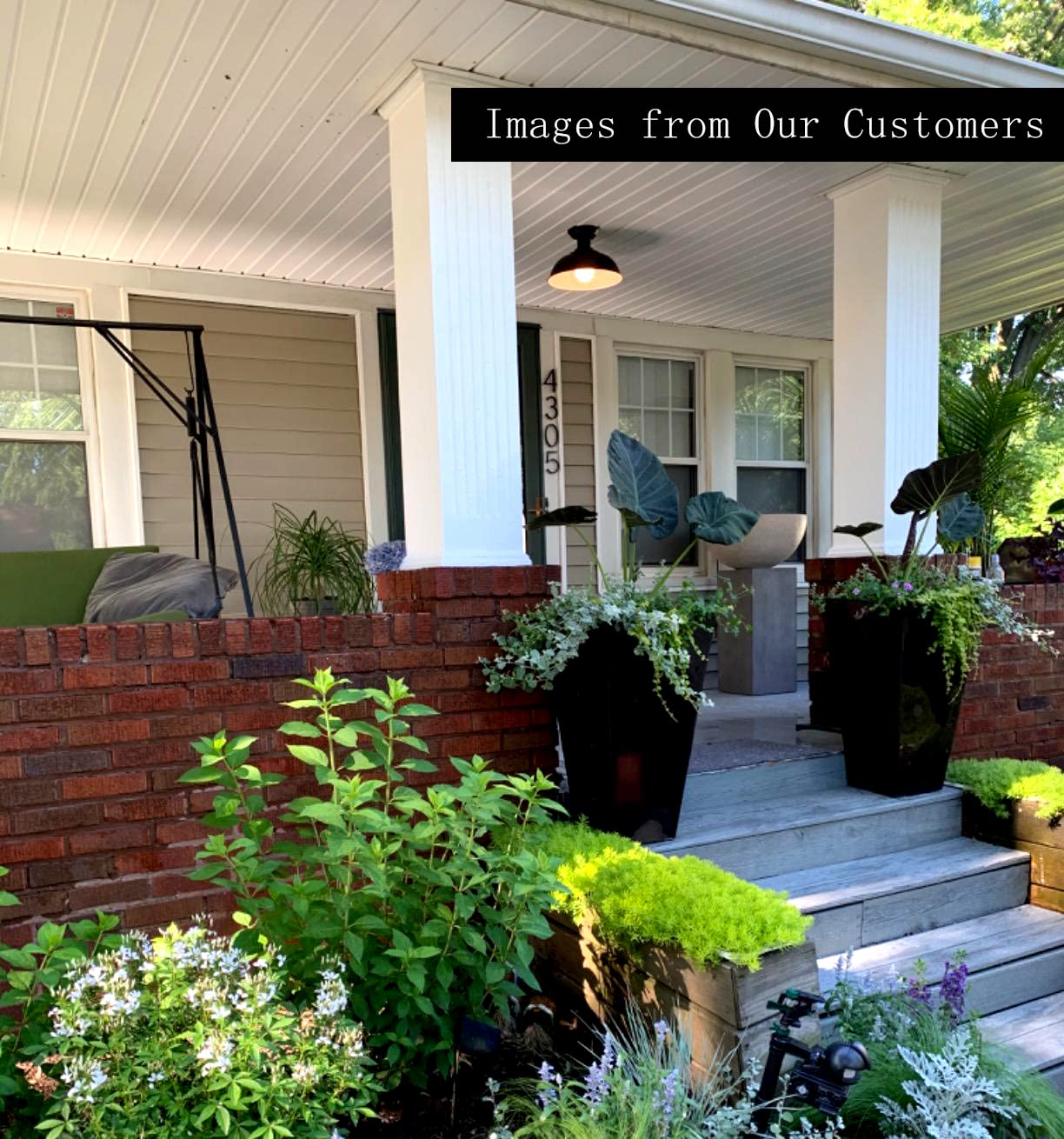 Hmvpl Black Semi Flush Mount Ceiling Light Fixture - Farmhouse Outdoor Lighting For Porch & Entryway